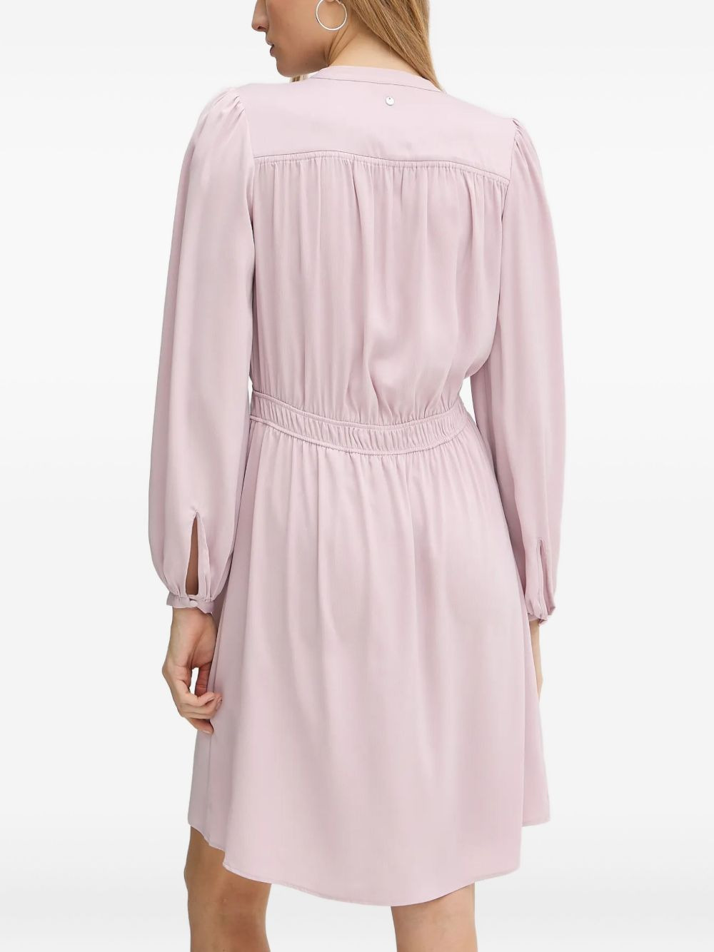 tie-neck smocked midi dress - 3