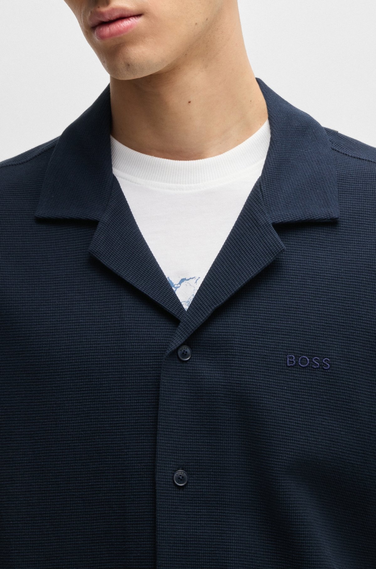 RELAXED-FIT SHIRT IN WAFFLE COTTON - 3