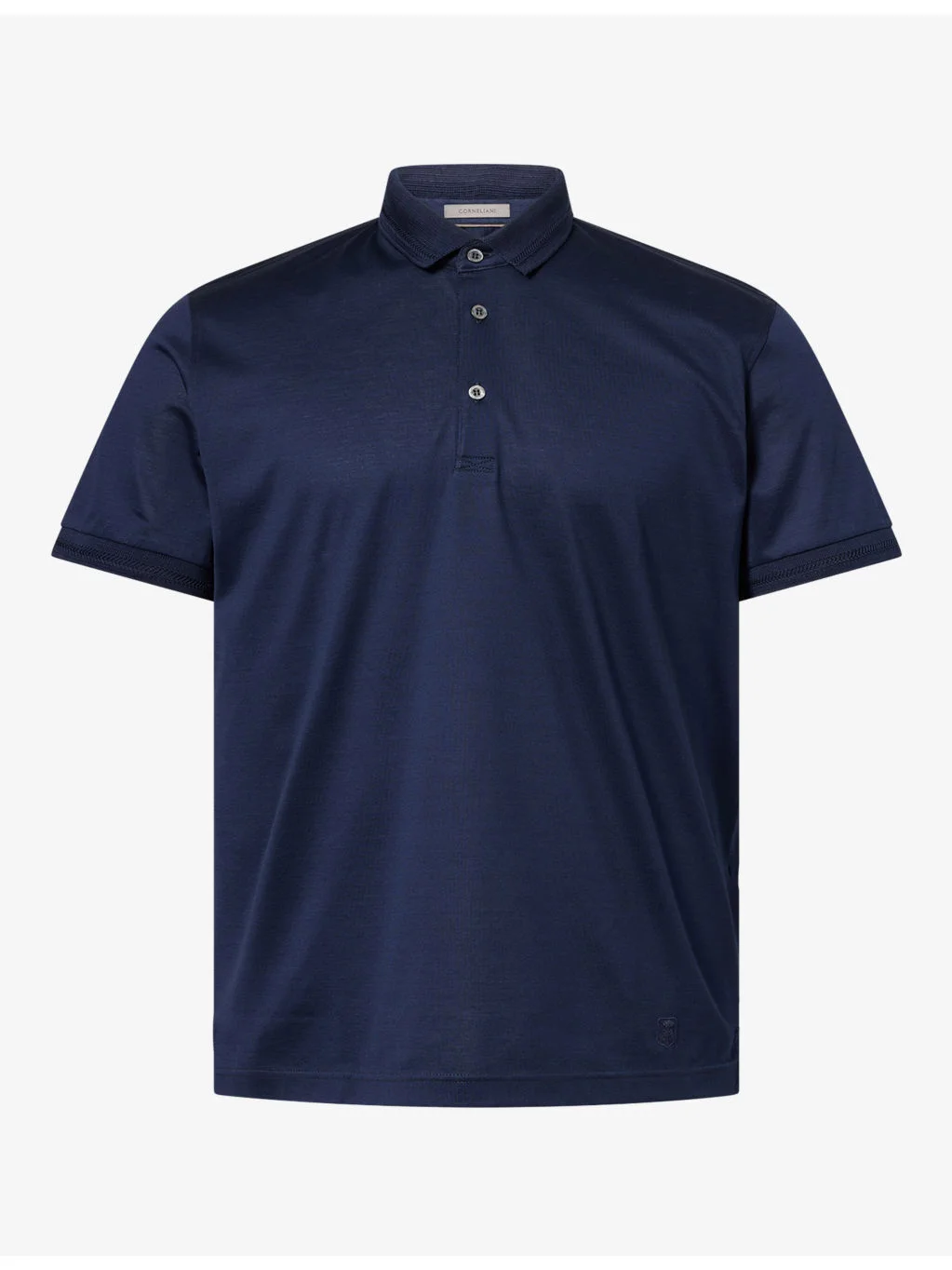Knitted-Collar Mercerized Cotton Polo T-Shirt - 1