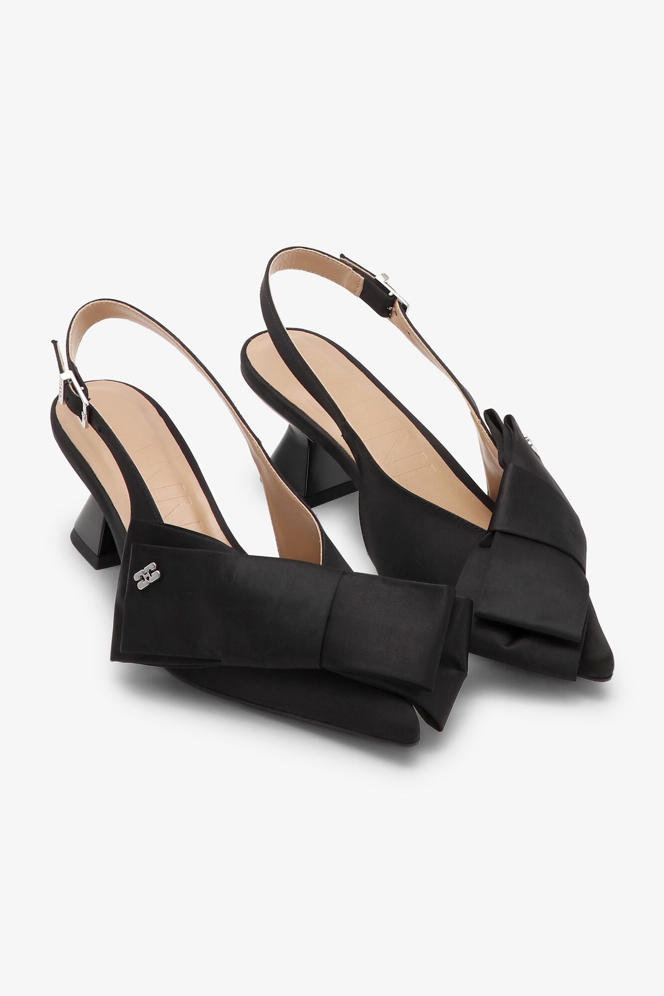 BLACK BOW KITTEN HEEL PUMPS - 2