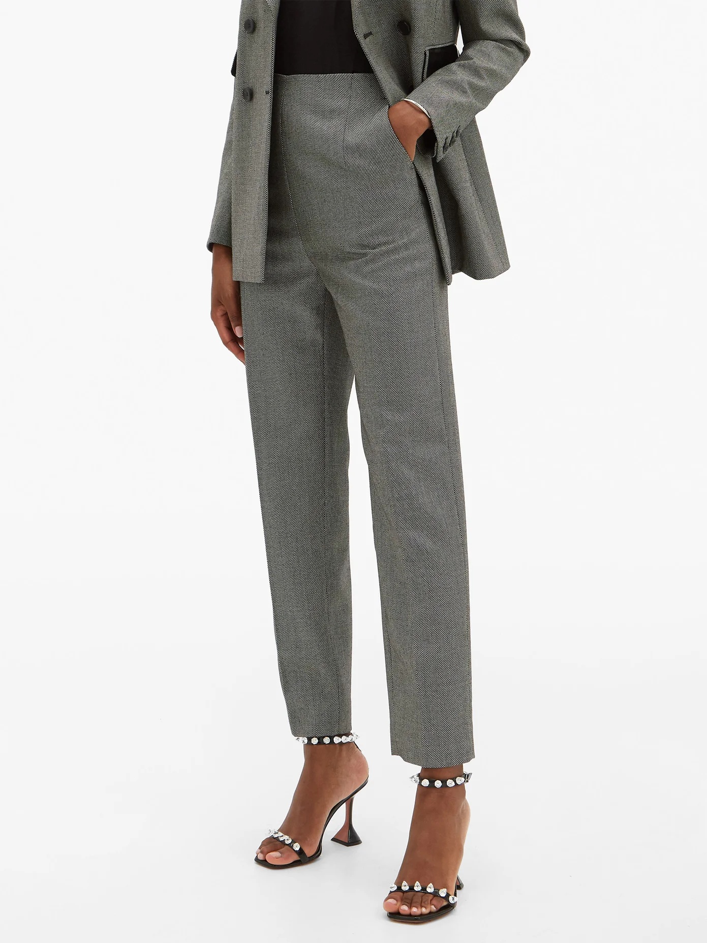 High-rise wool straight-leg trousers - 6