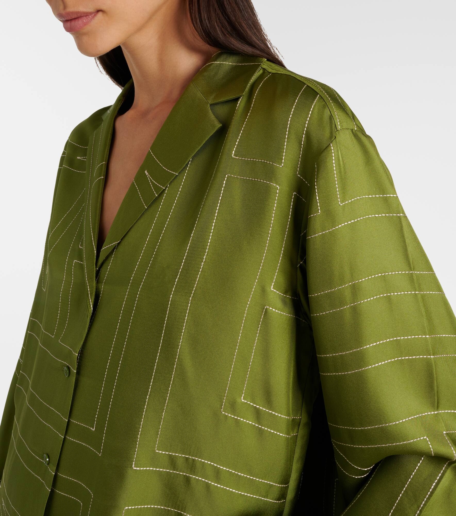 Monogram silk pajama shirt - 4