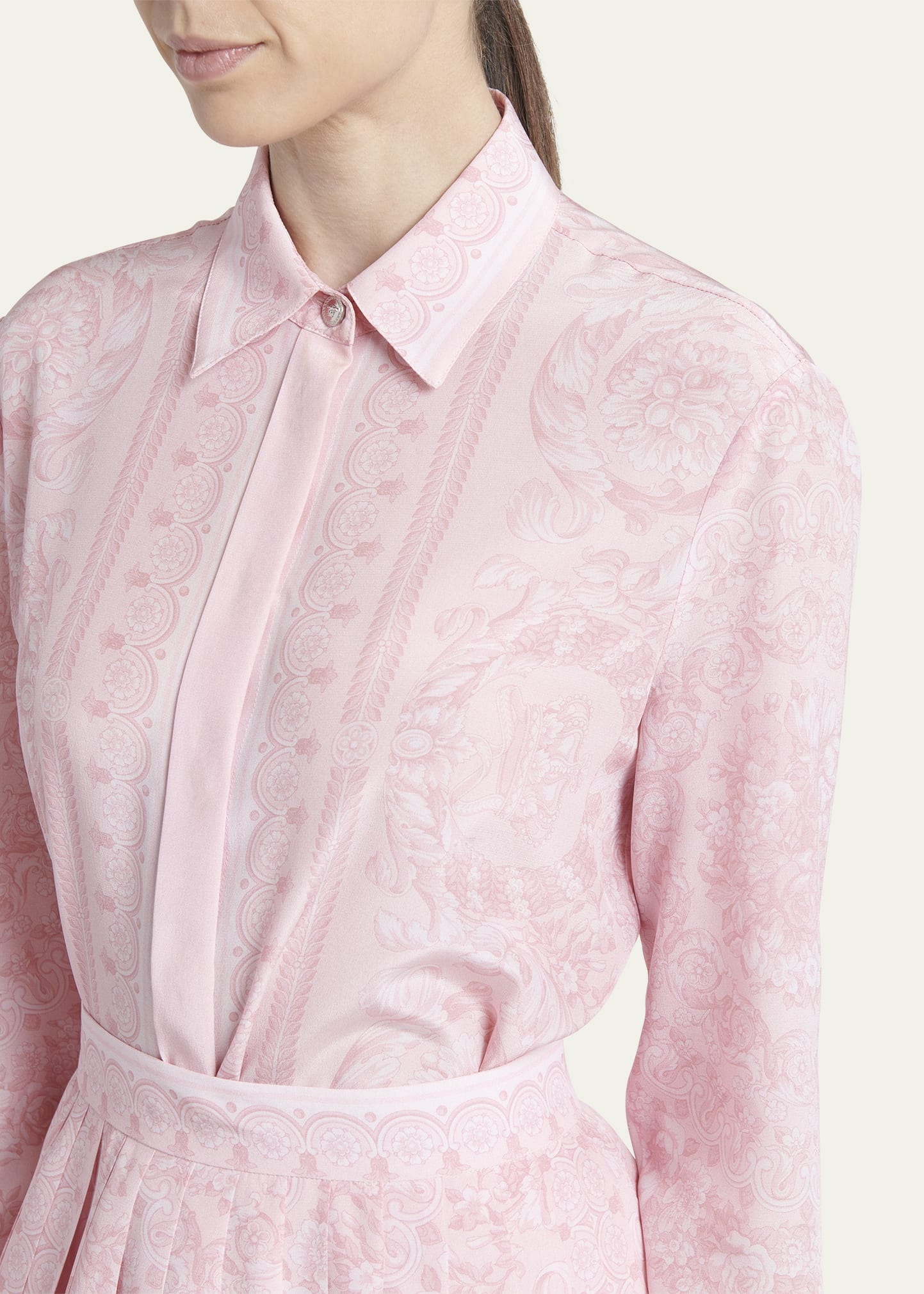 Crepe De Chine Baroque-Print Shirt - 5