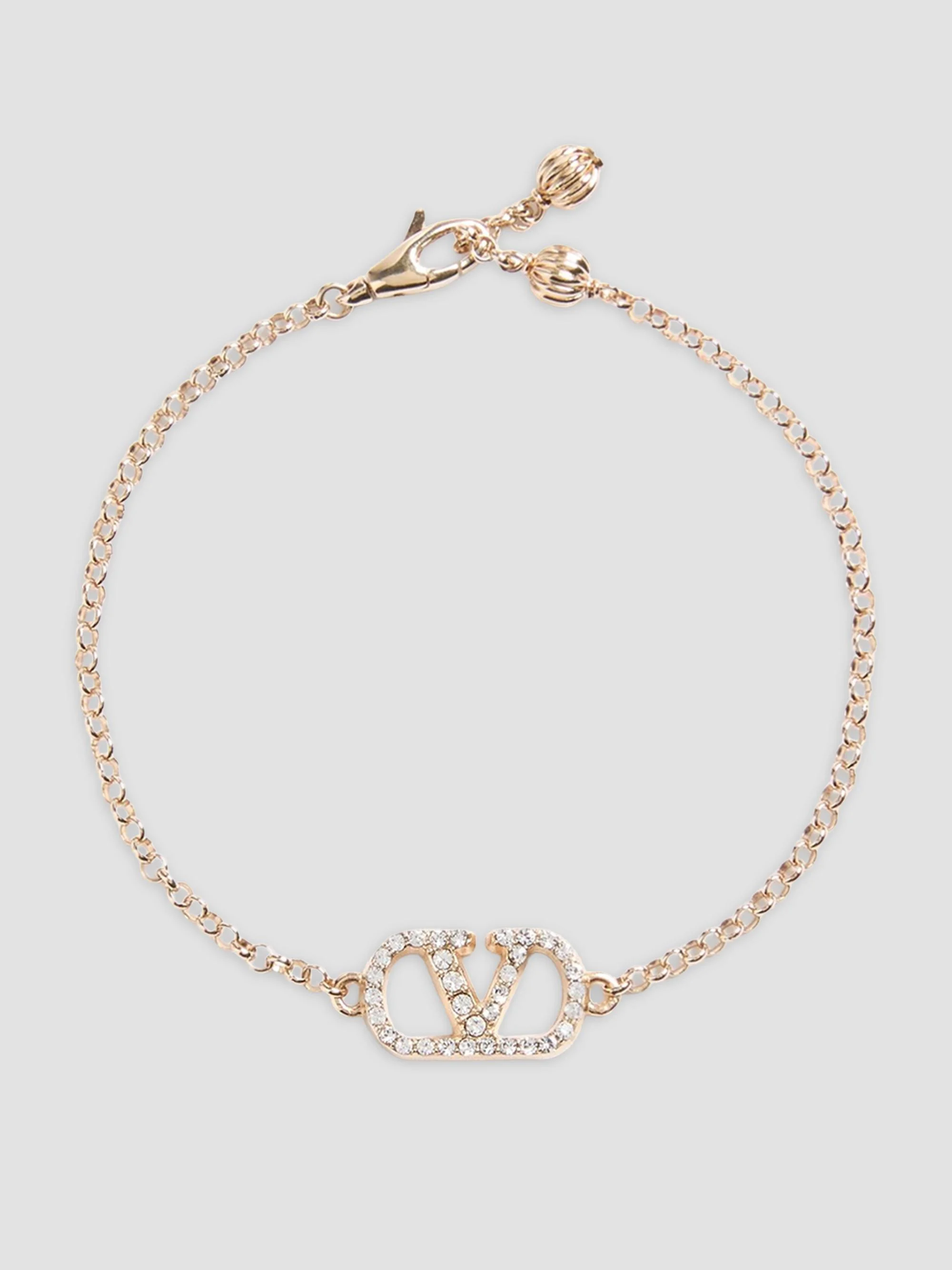 Women's VLogo Signature Bracelet in Metal and Swarovski Crystals - Gold Crystal - 1