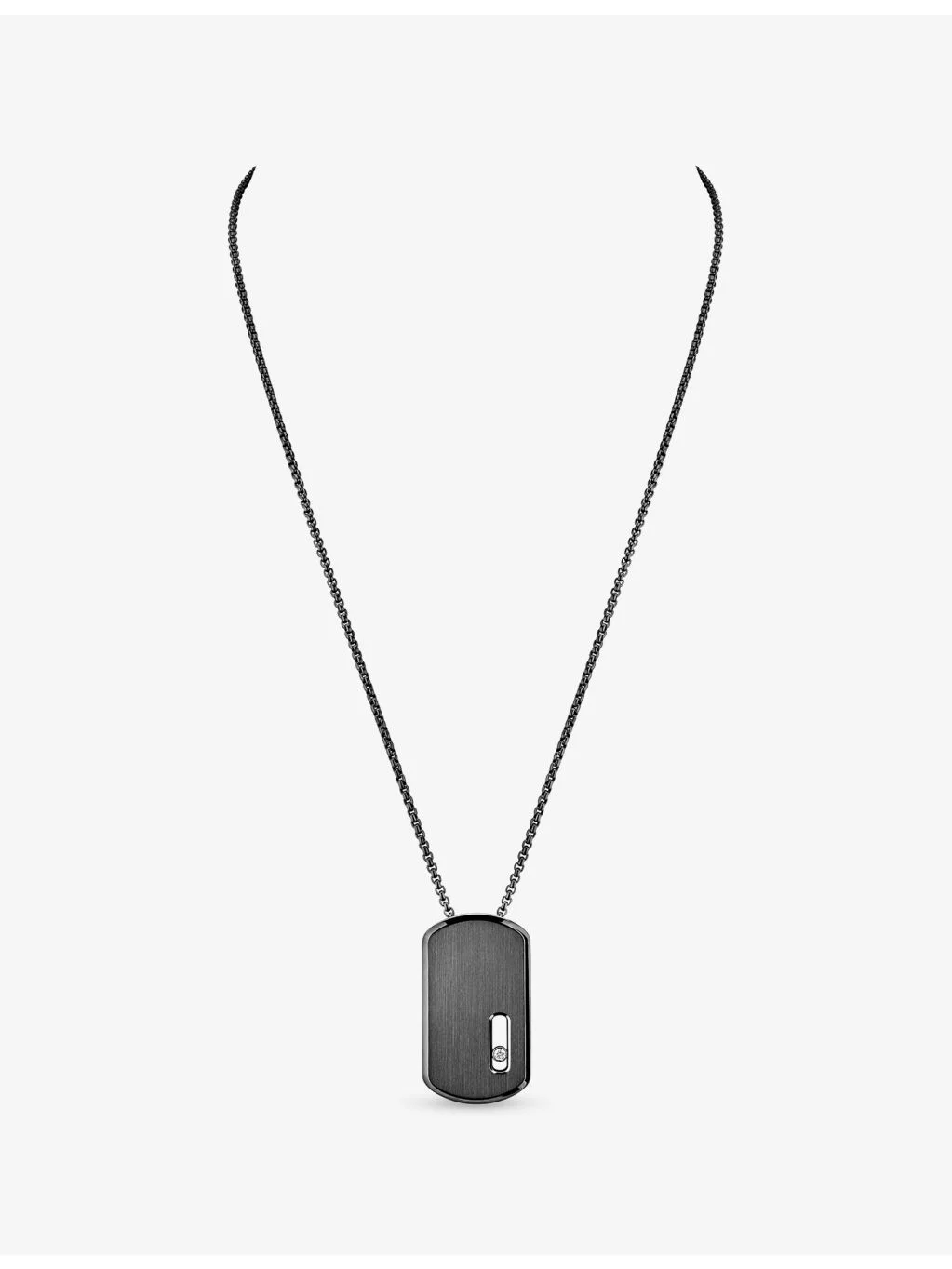 Move Large Graphite Titanium And 0.14ct Diamond Pendant Necklace - 1
