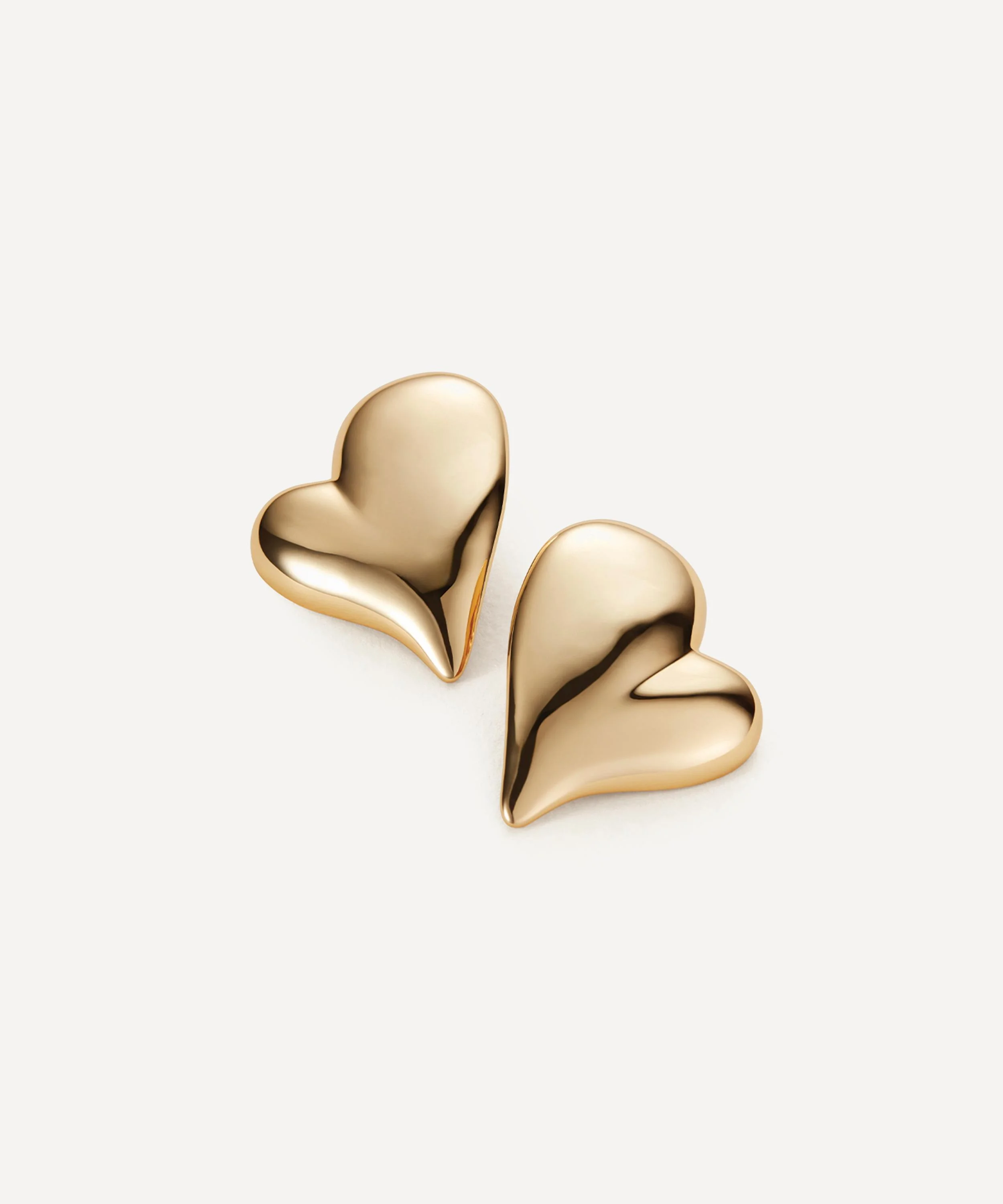 14ct Gold-Plated Mega Art Heart Symmetrical Button Stud Earrings - 1
