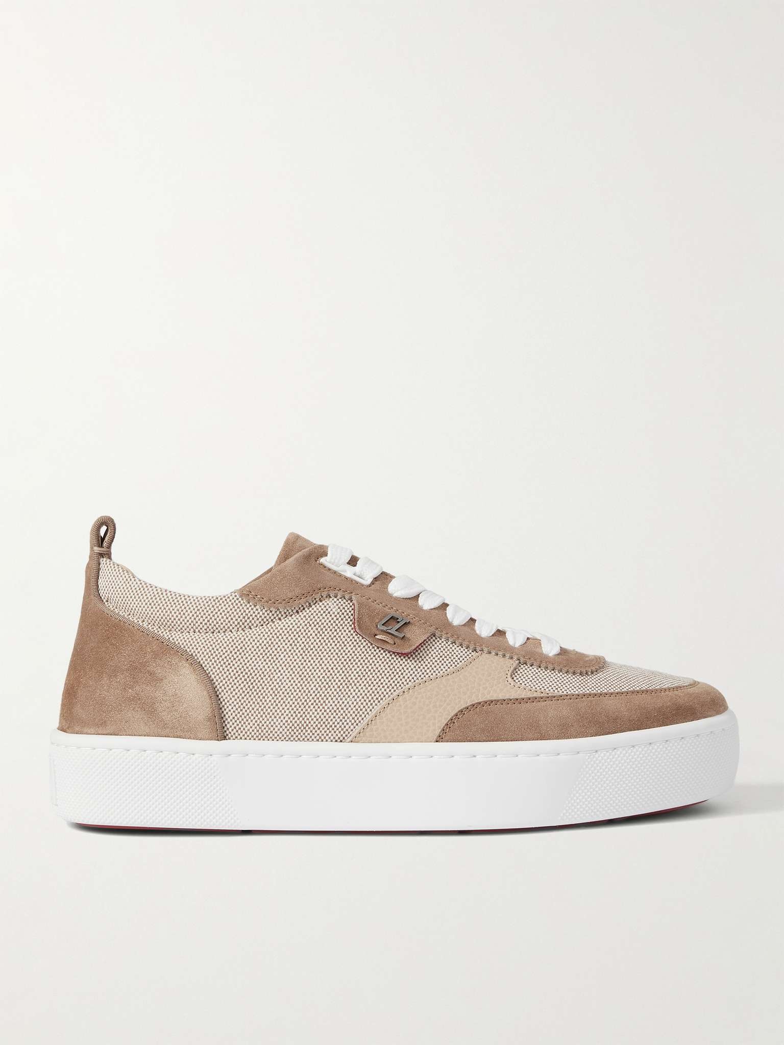 Happyrui Spiked Leather-Trimmed Canvas and Suede Sneakers - 1