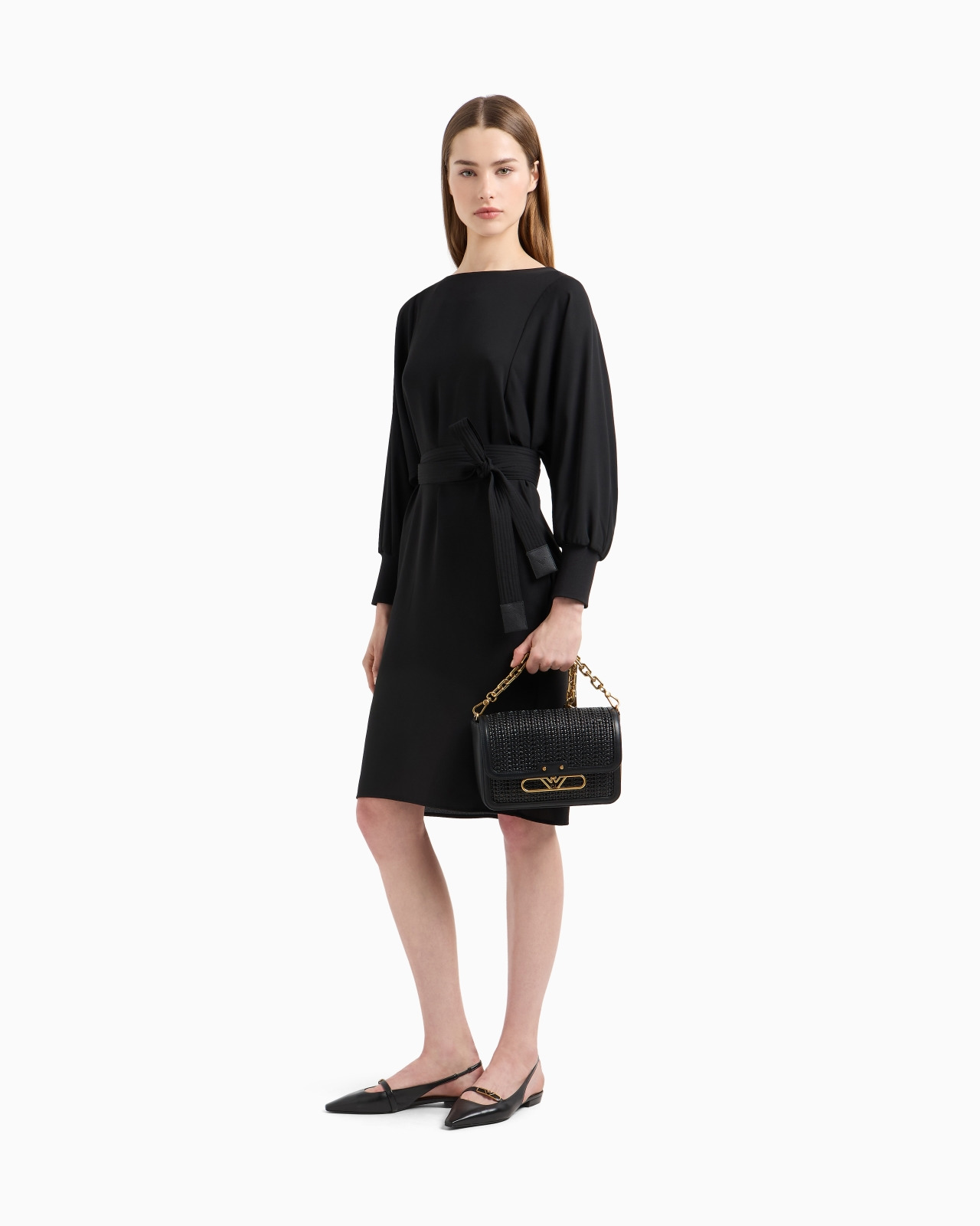 FLUID CRÊPE DRESS WITH BELT - 2