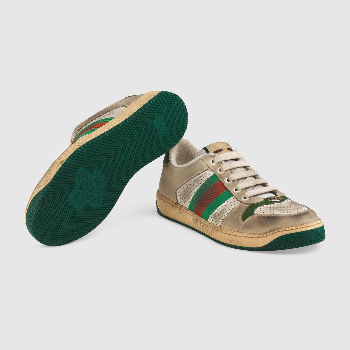 Gucci Screener Web Leather Sneakers - 3
