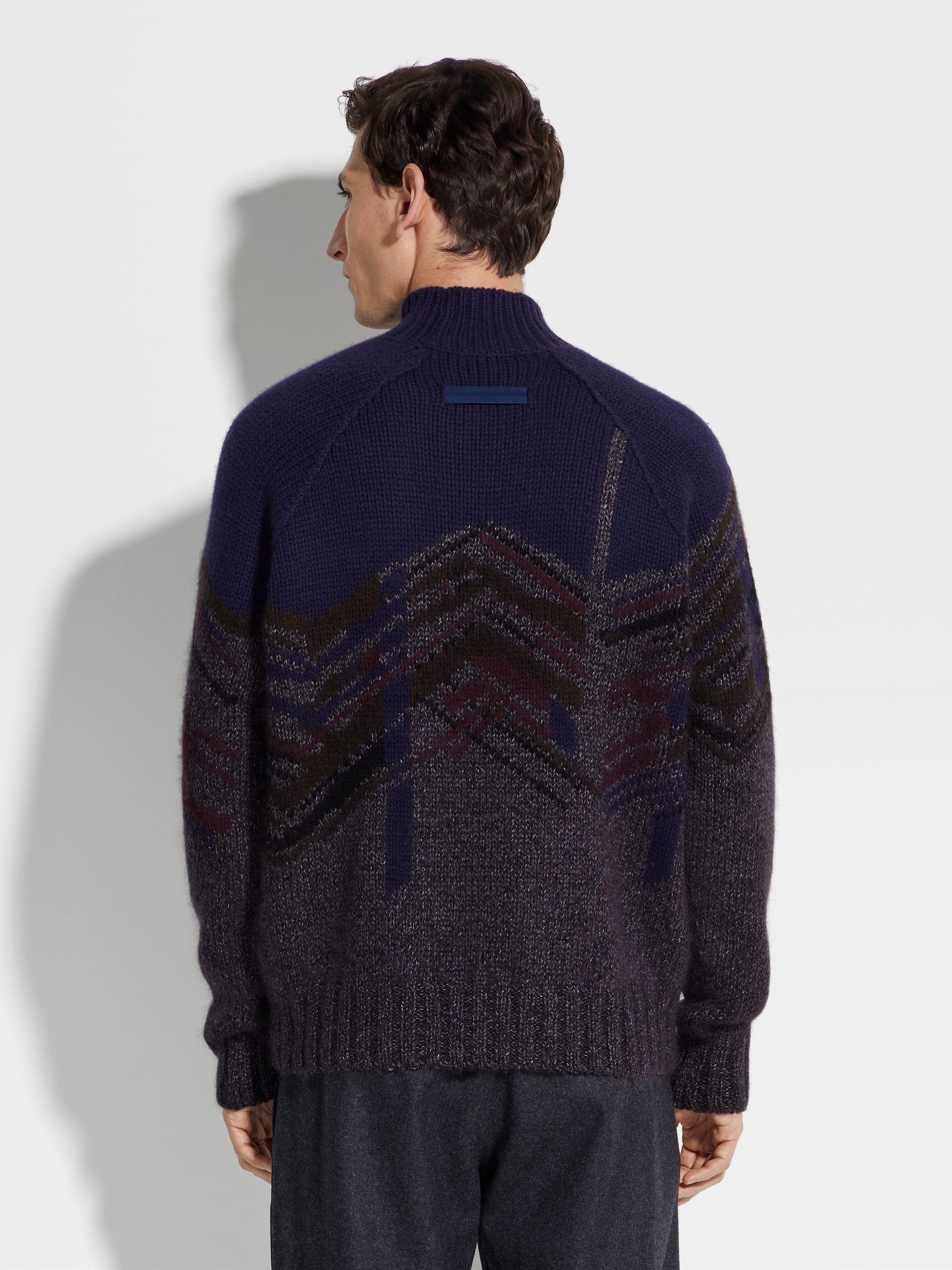 INK BLUE CASHMERE MOHAIR AND SILK TURTLENECK - 5