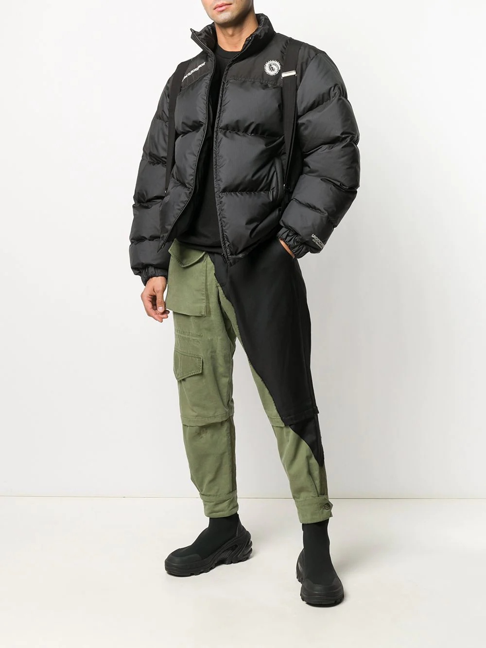 slogan-print down jacket - 2