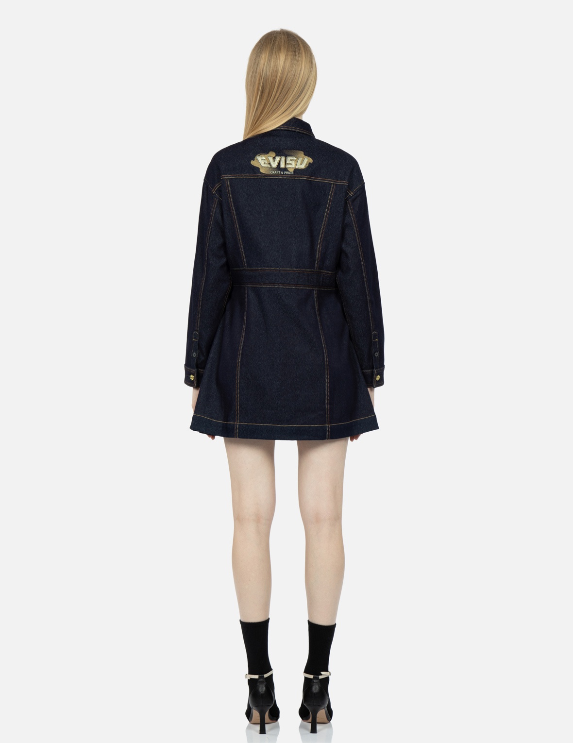 LOGO EMBROIDERY DENIM SHIRT DRESS - 6