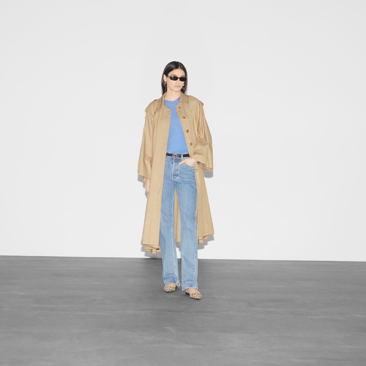 GG cotton gabardine trench coat - 2
