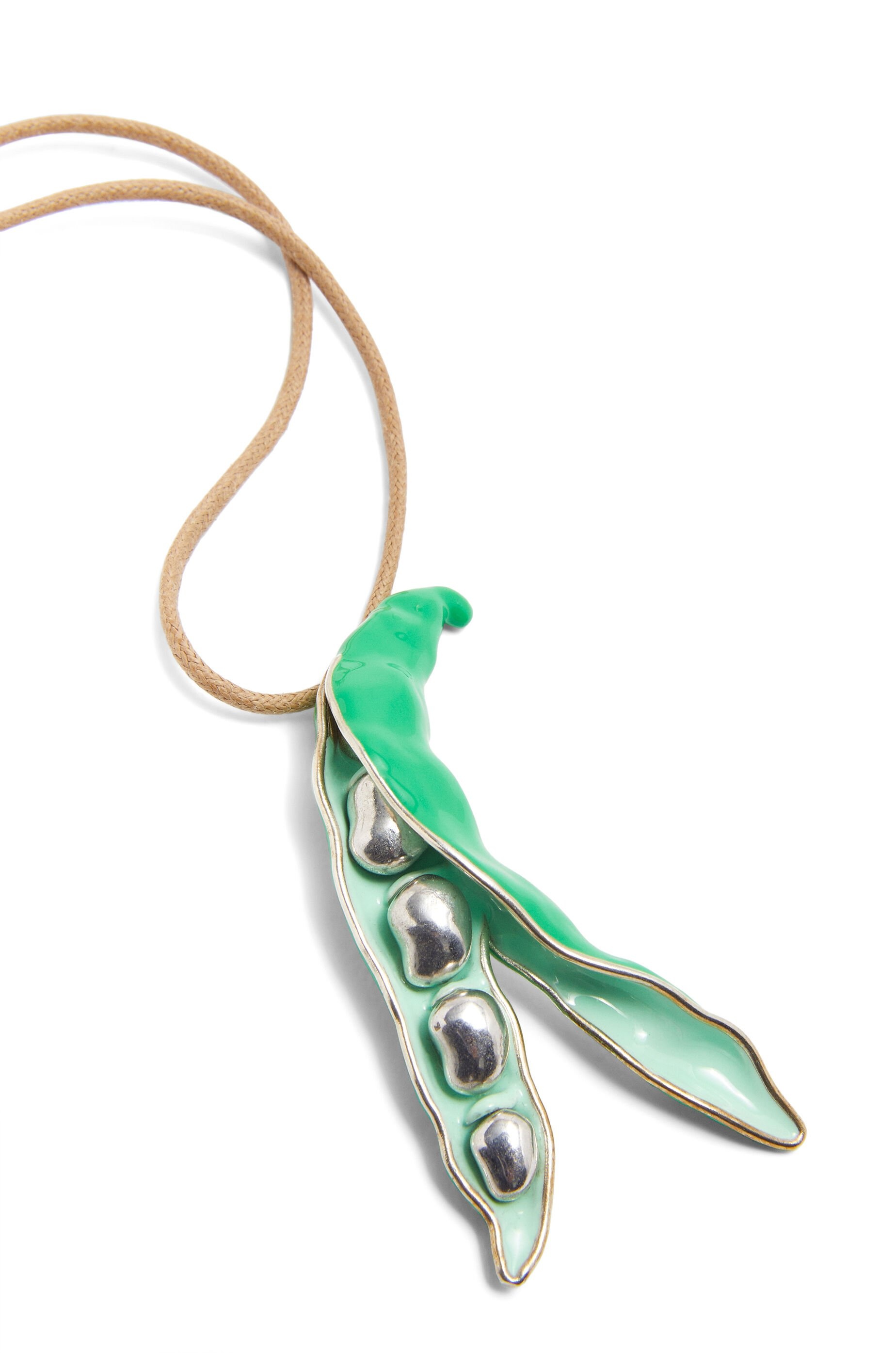 Fava bean pendant necklace in sterling silver and enamel - 2