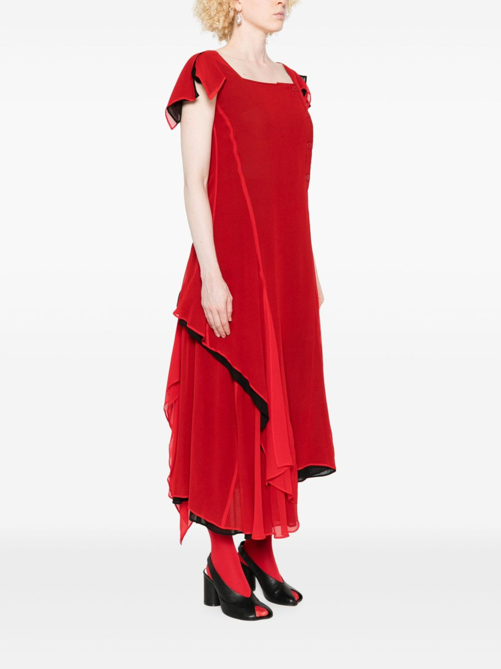 square-neck draped dress - 3
