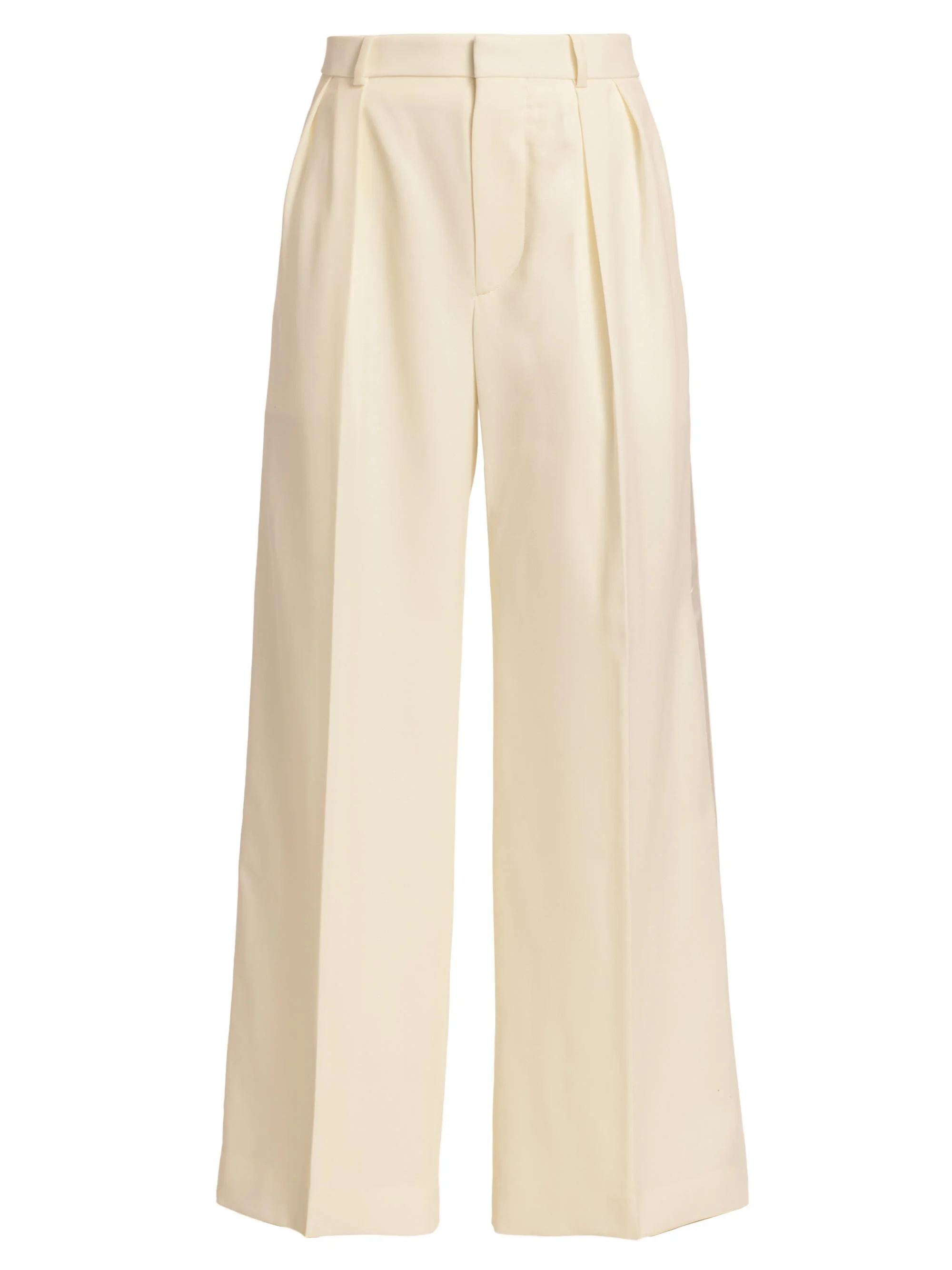 WARDROBE. NYC Women's Evening Wool Wide-Leg Trousers - Off White - 1