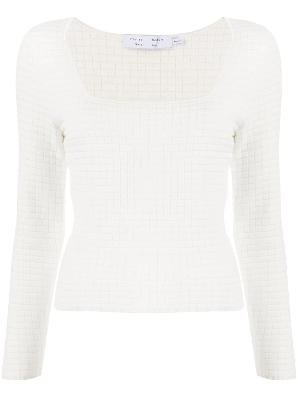   quilted-knit square-neck top   - 1