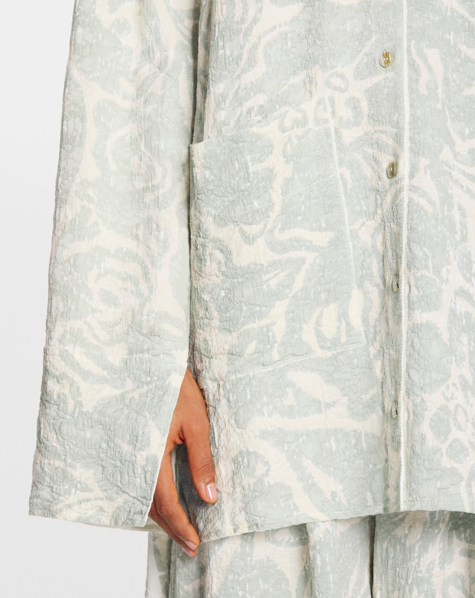 FLOWER PRINT LONG SLEEVE OVERSIZED RELAXED SHIRT - 5