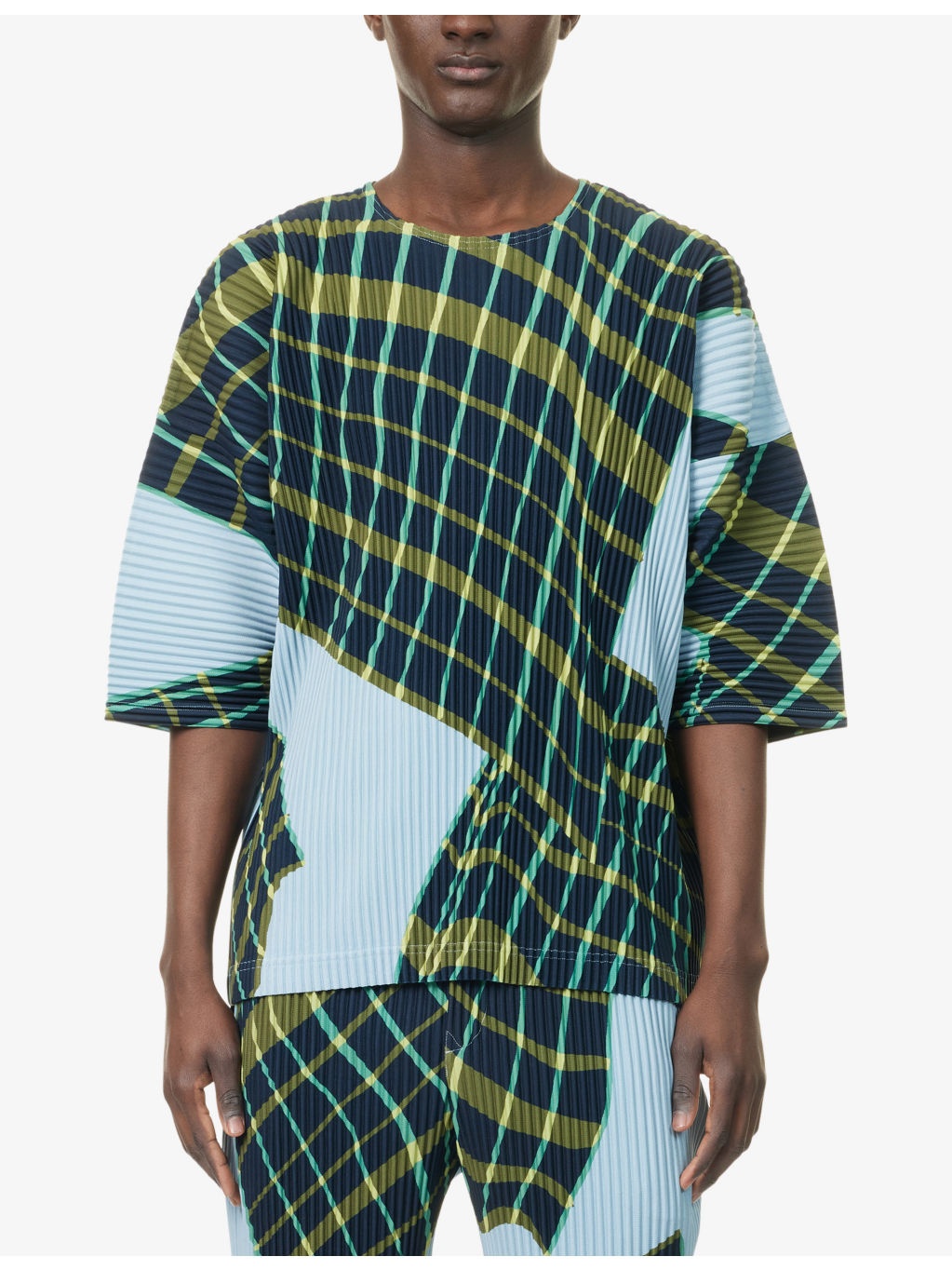 Windswept Plaid Short-Sleeve Knitted T-Shirt - 3