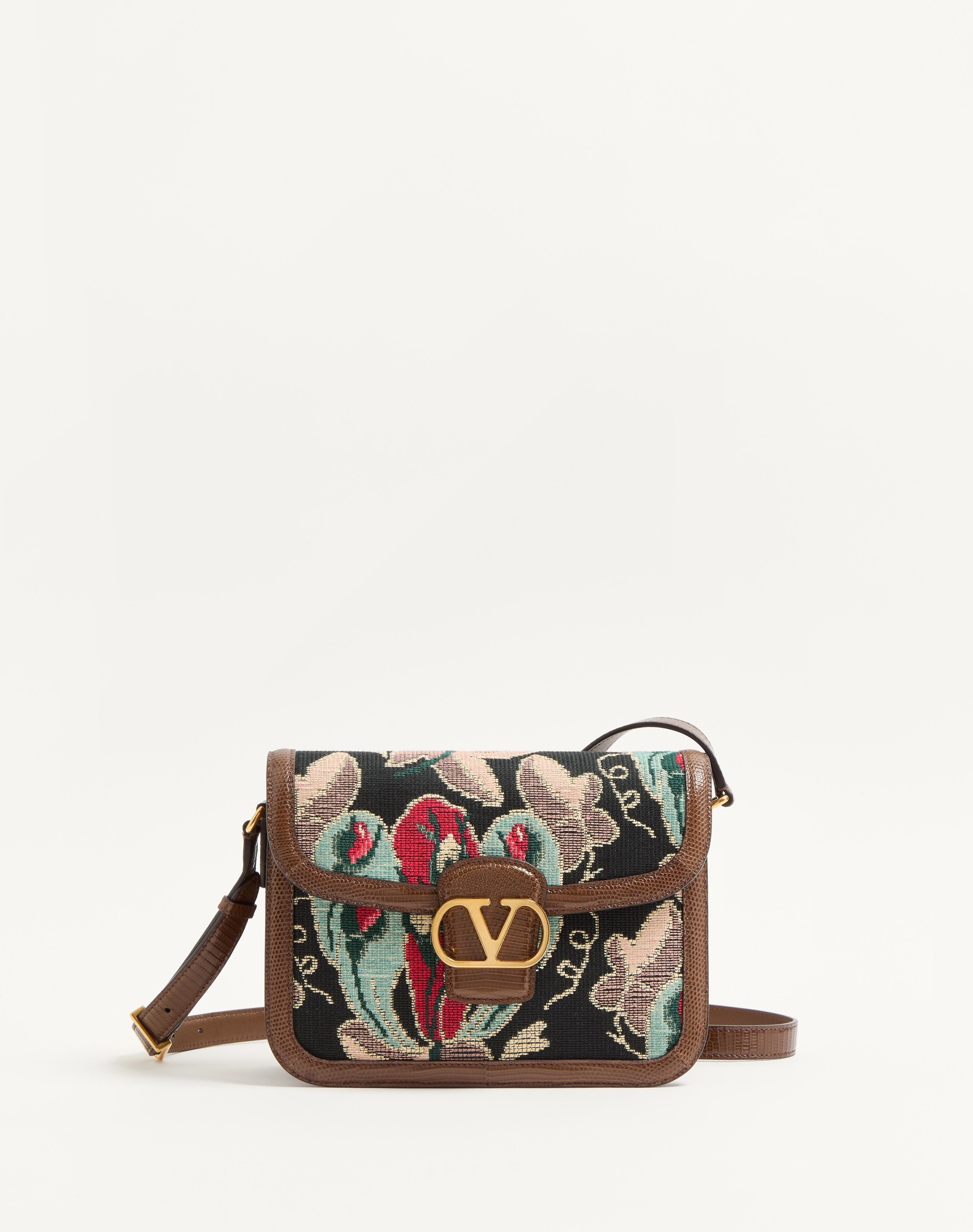 VALENTINO GARAVANI 9TO5 SHOULDER BAG IN JACQUARD AND LIZARD FABRIC - 1