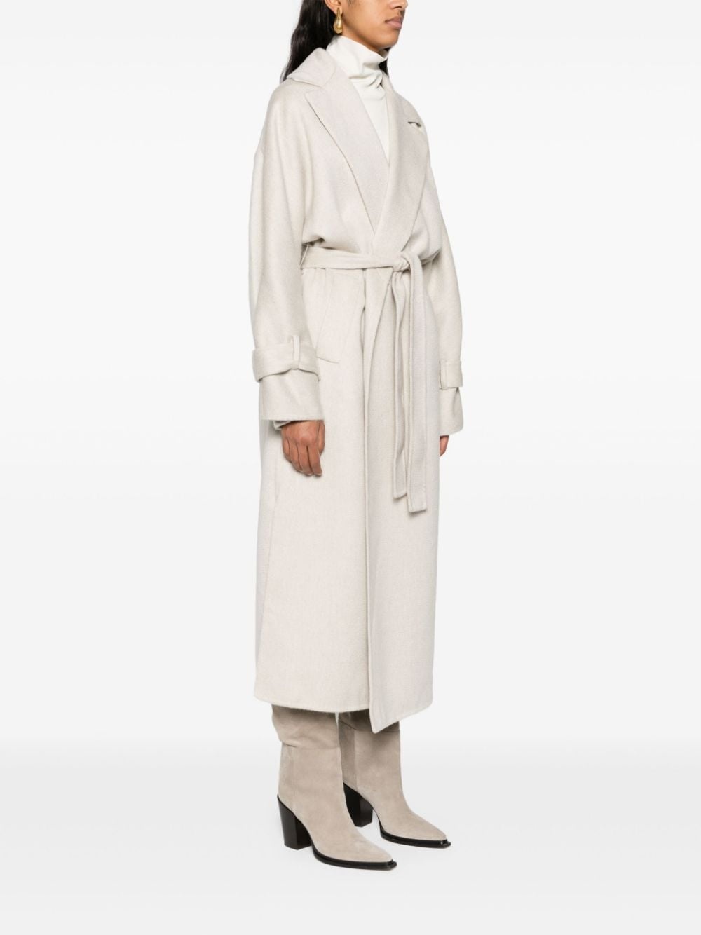cashmere belted midi coat - 3
