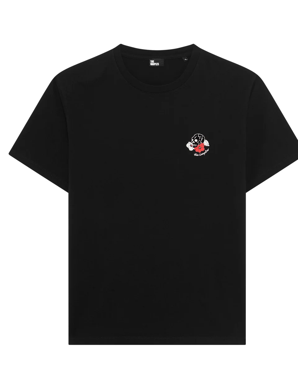 T-SHIRT WITH BLACK SKULL FLOCKING - 1