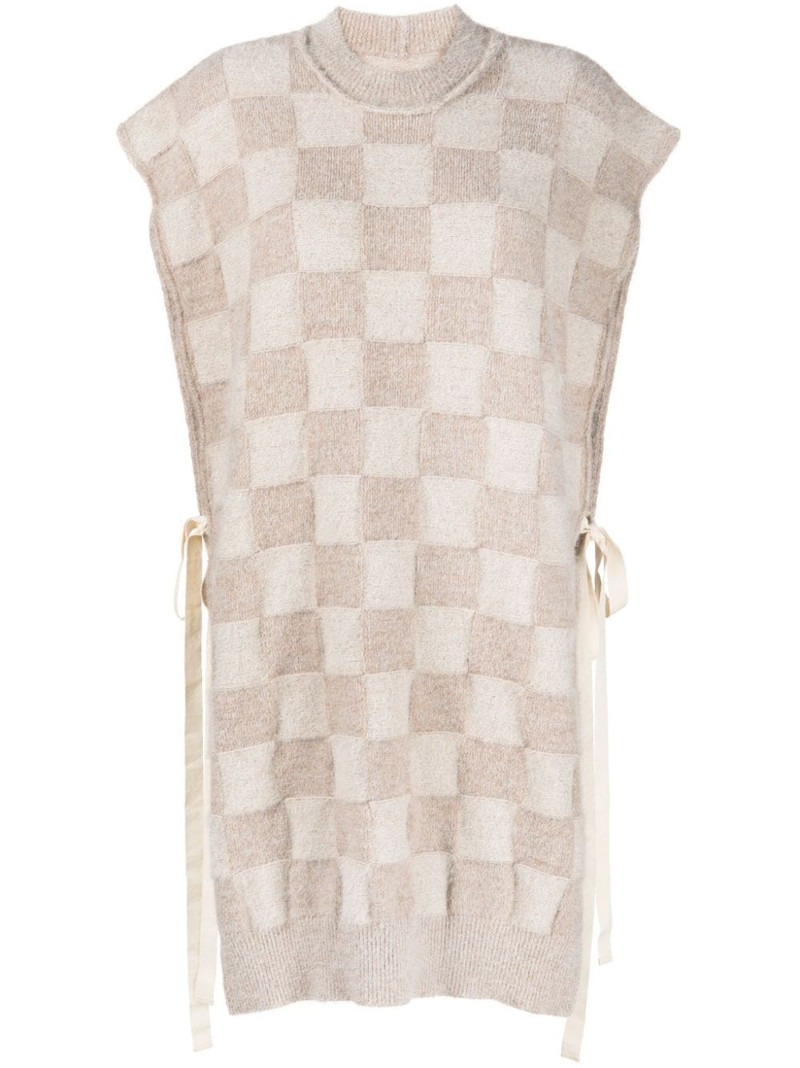 checkerboard-pattern knitted vest 1