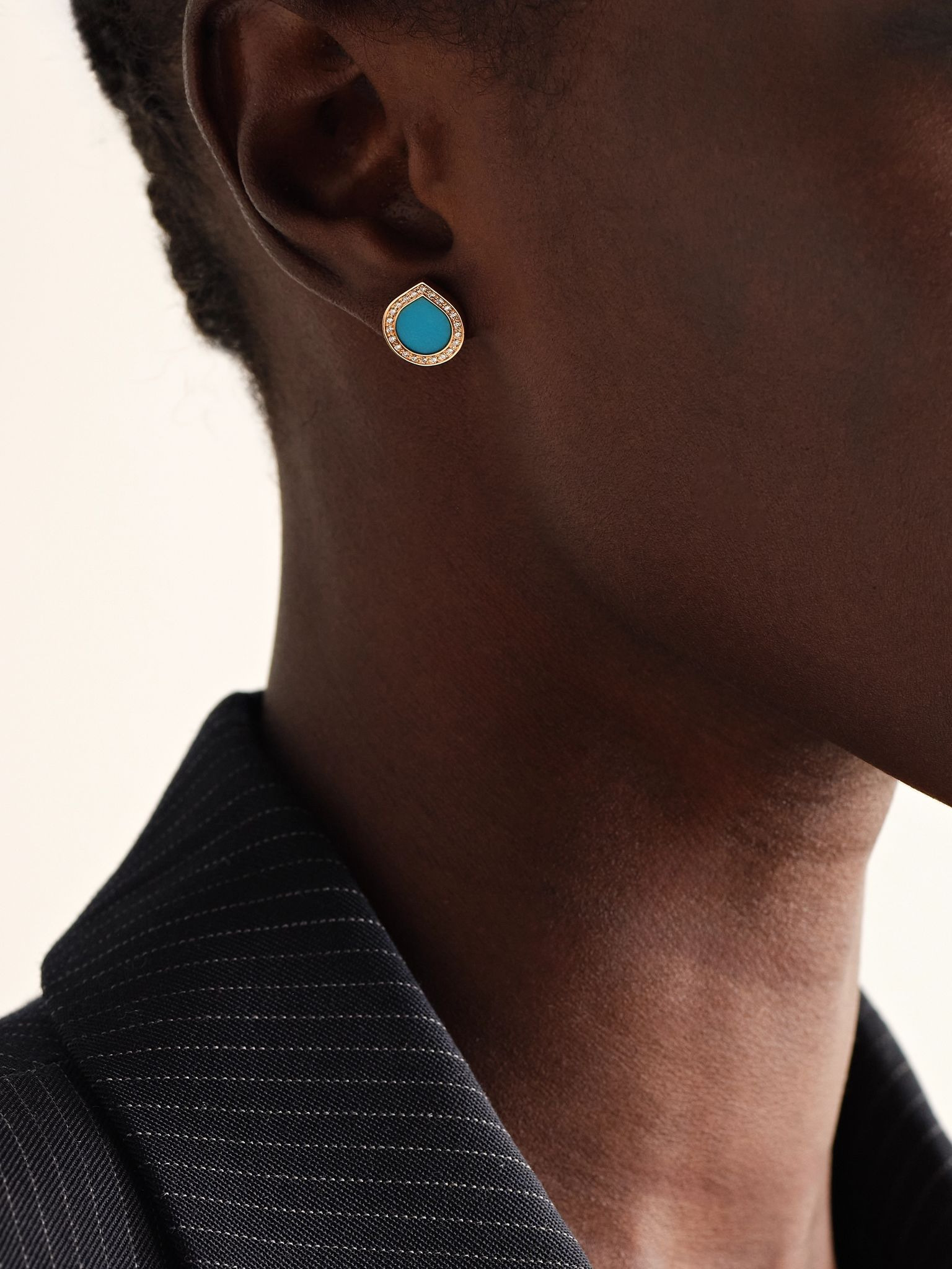 Antifer 18-karat rose gold, turquoise and diamond single earring Blue - 2