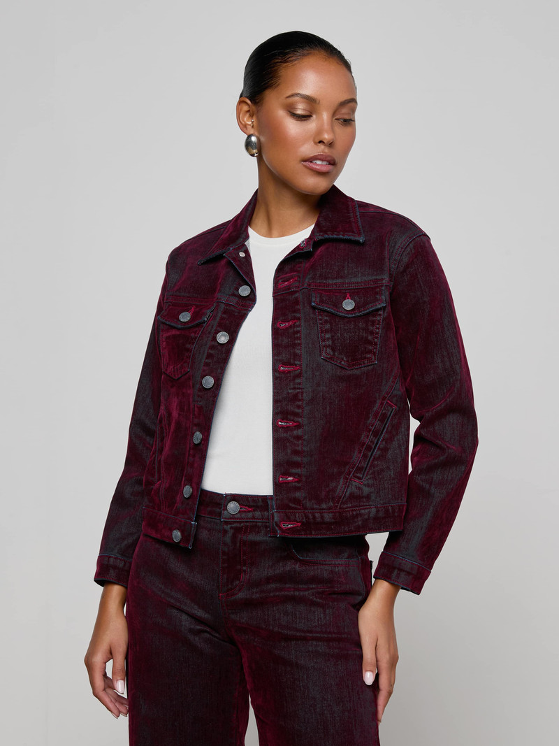 L'AGENCE Maven Flocked Jean Jacket outlook