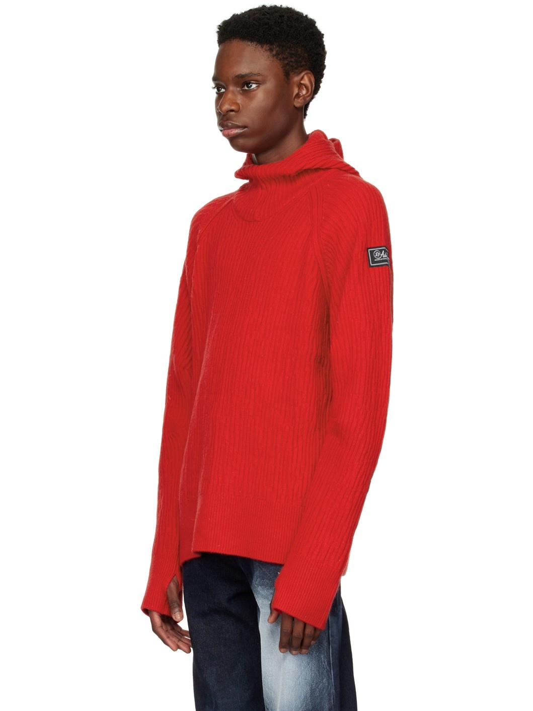★ADERERROR★ Clava knit Red ADER error Red Clava Hoodie | REVERSIBLE