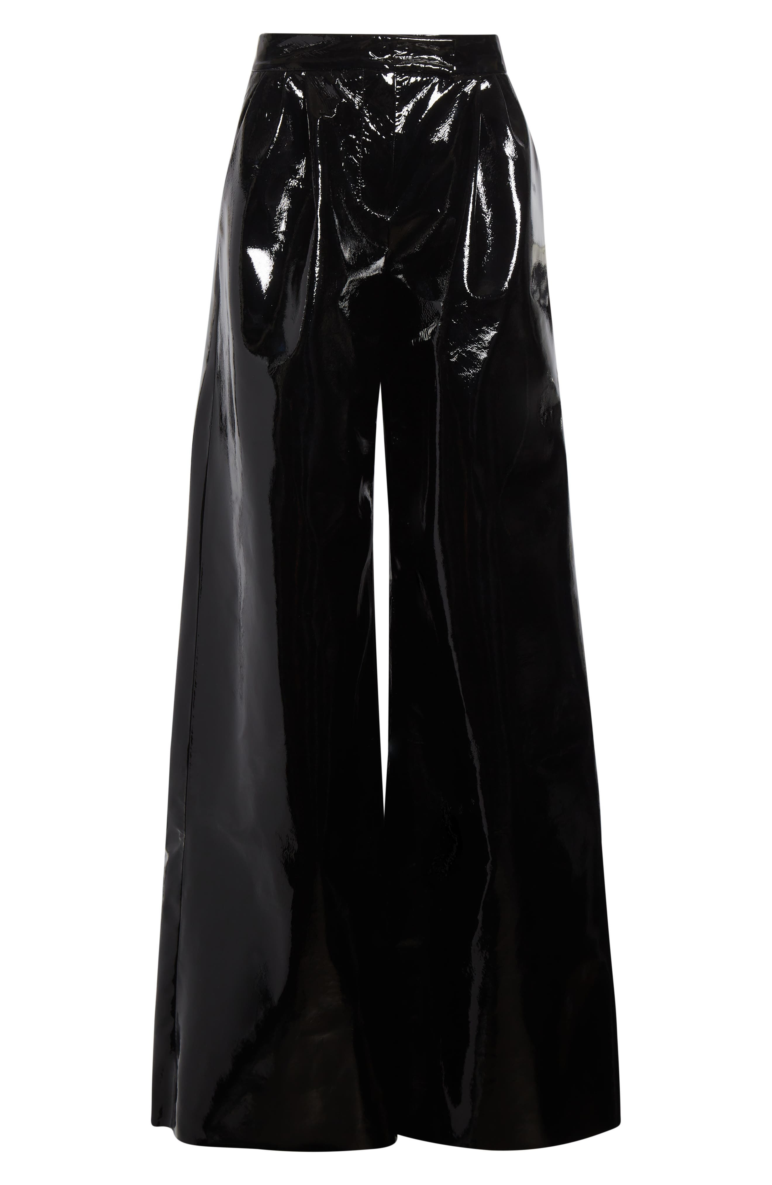 LaQuan Smith Wide Leg Patent Leather Pants in Black at Nordstrom - 6