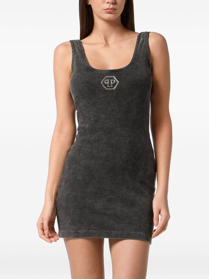 Hexagon ribbed-knit tank mini dress 3