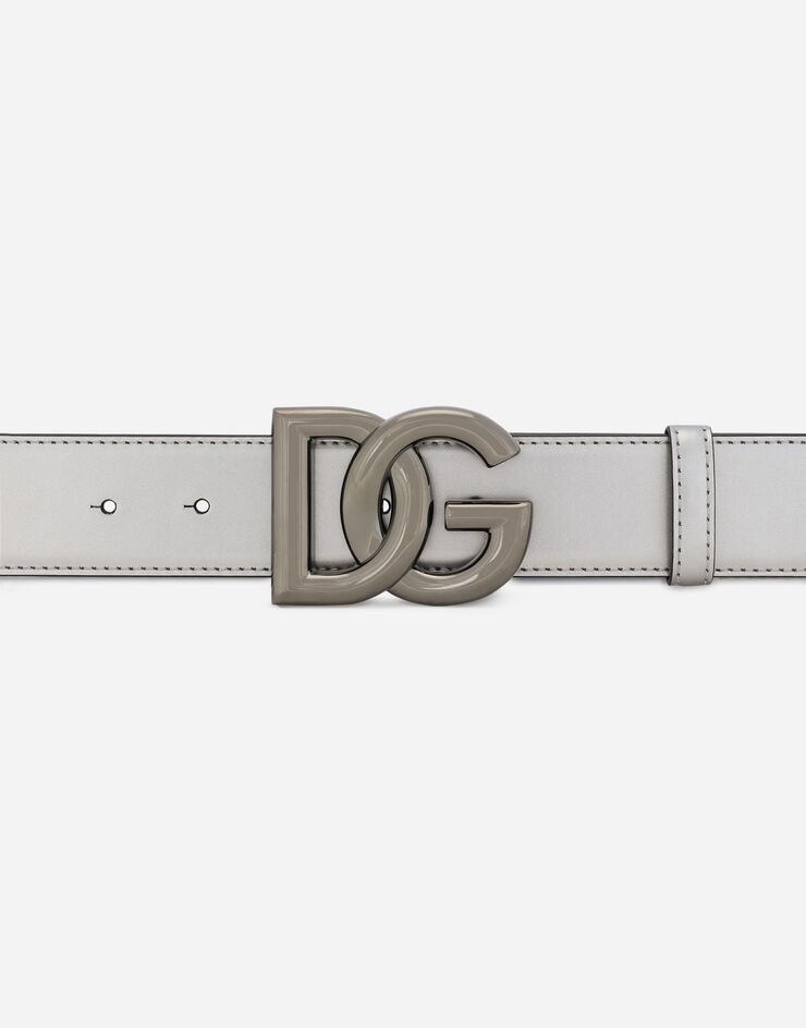 Calfskin belt with crossover DG buckle logo - 3