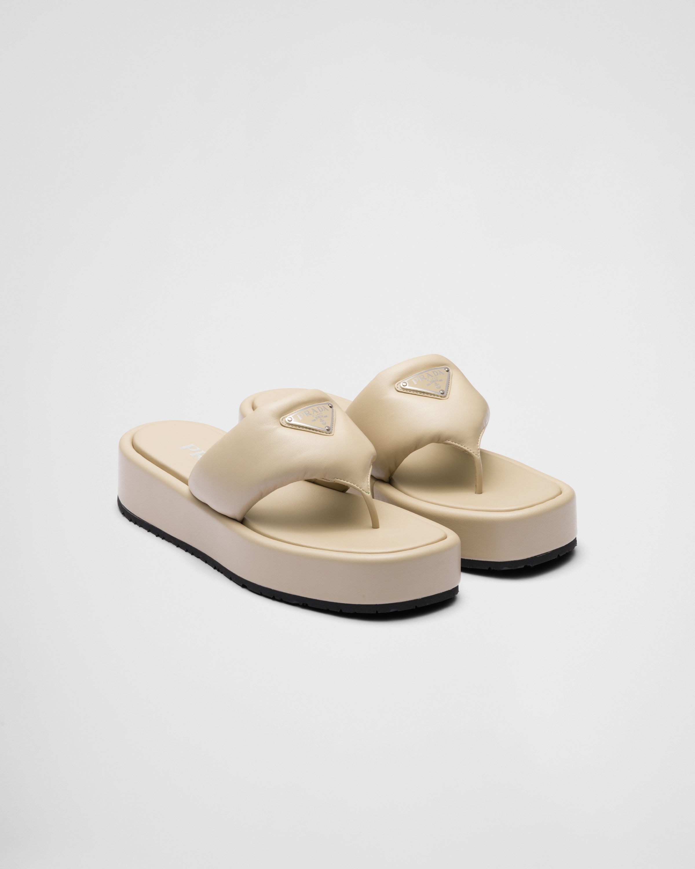 Prada triangle-logo Padded Sandals - 39