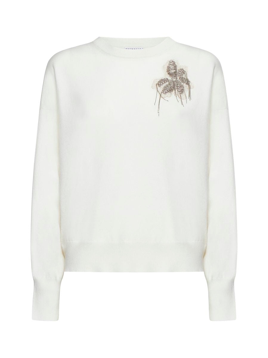 Brunello Cucinelli Cashmere Sweater With Embroidery - 3