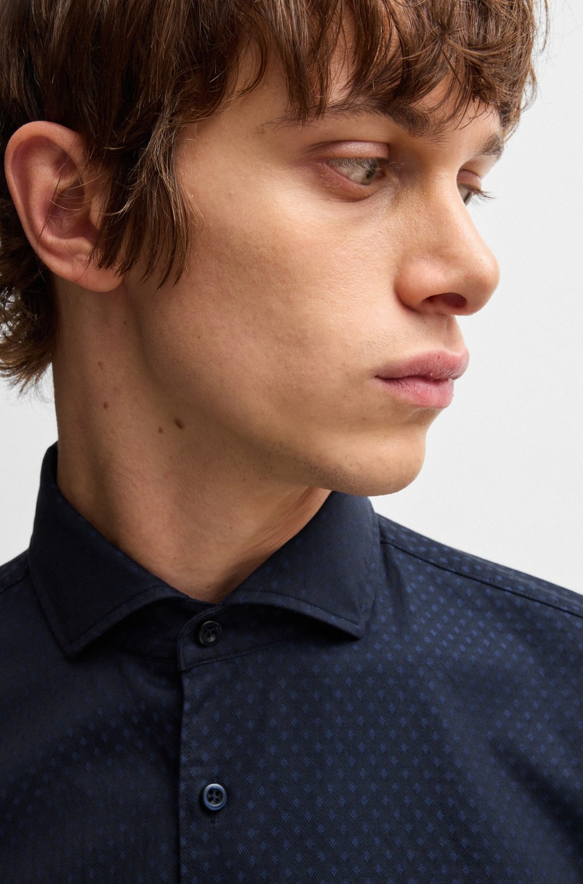 CASUAL-FIT SHIRT IN PATTERNED STRUCTURED COTTON - 3