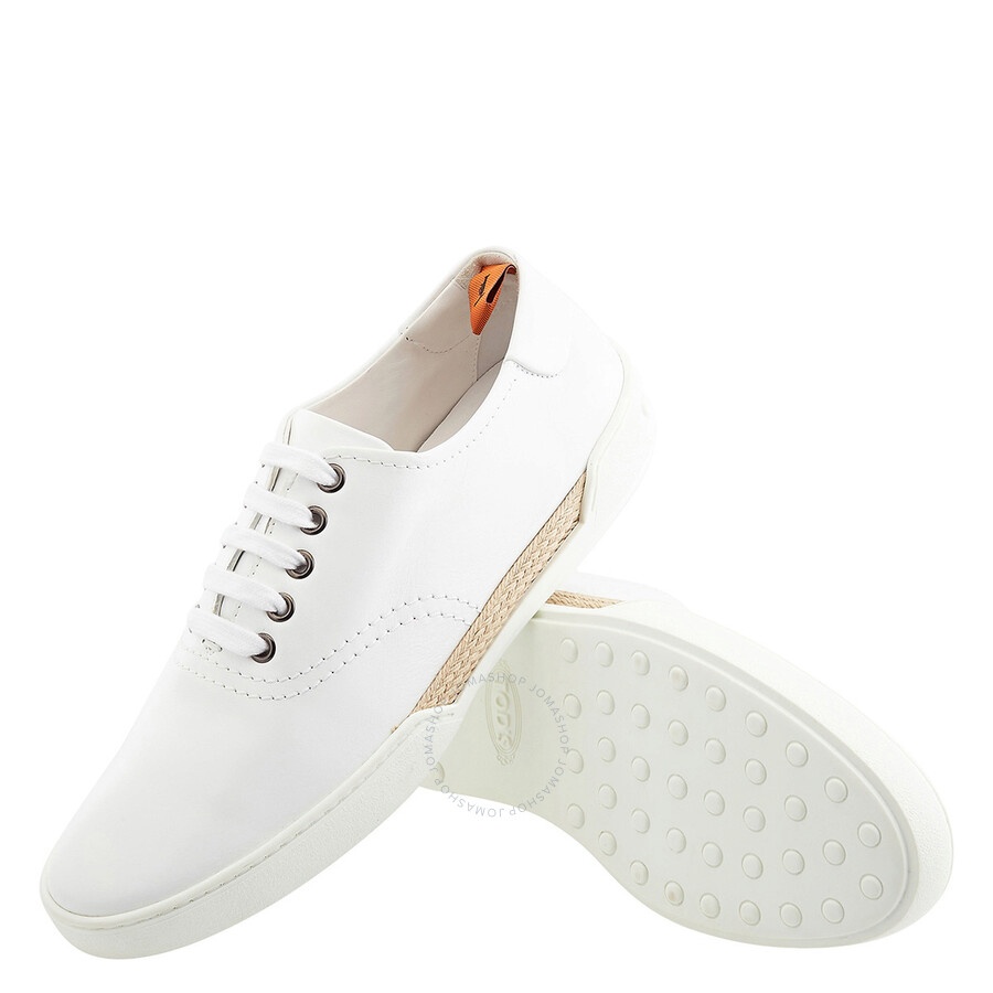 Tods Men's White Allacciato Gomma Leather Sneakers - 2