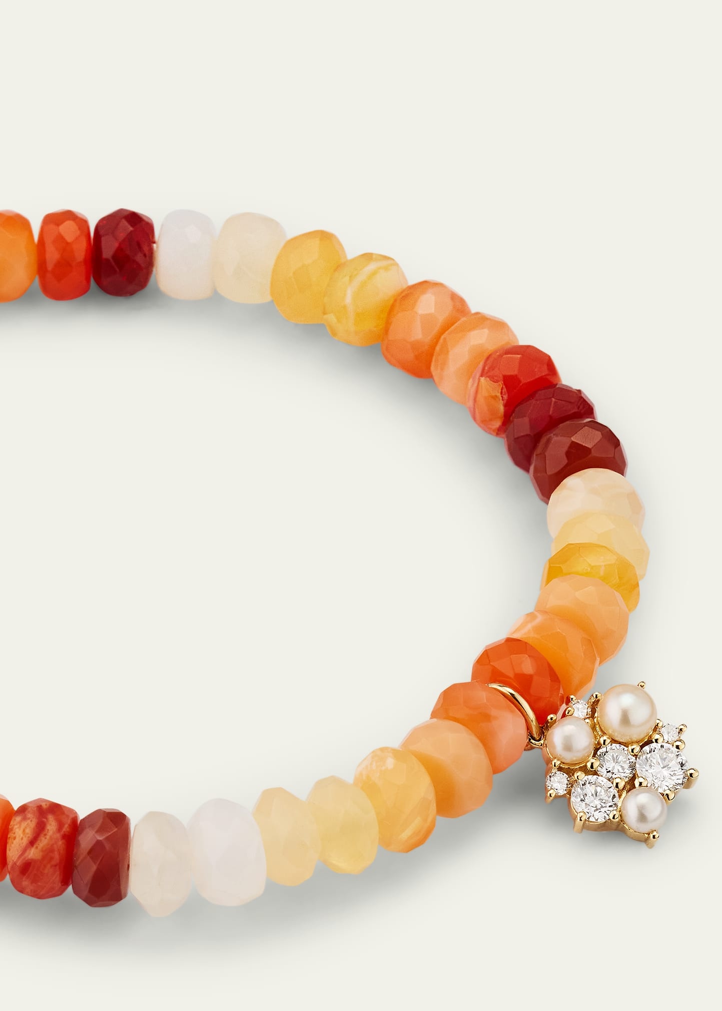 14K Gold Charm and Fire Opal Bead Bracelet - 3