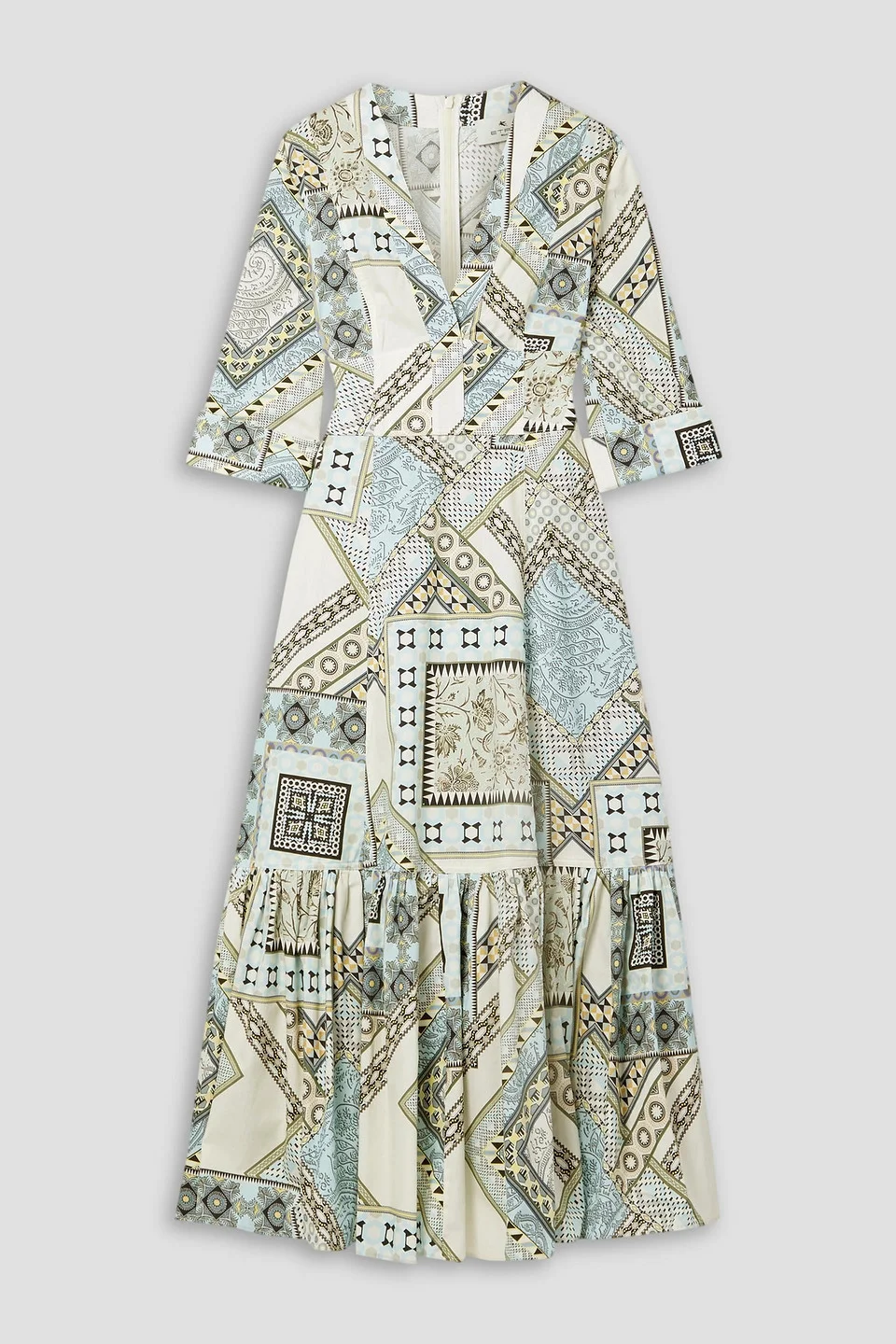 Printed cotton-poplin midi dress - 1