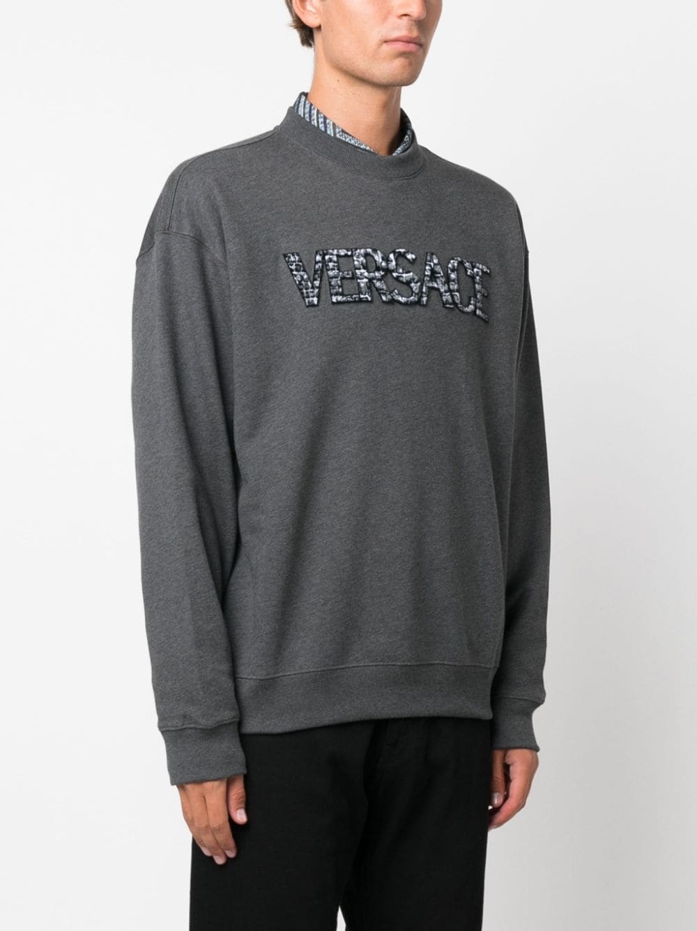 logo-patch cotton sweatshirt - 3