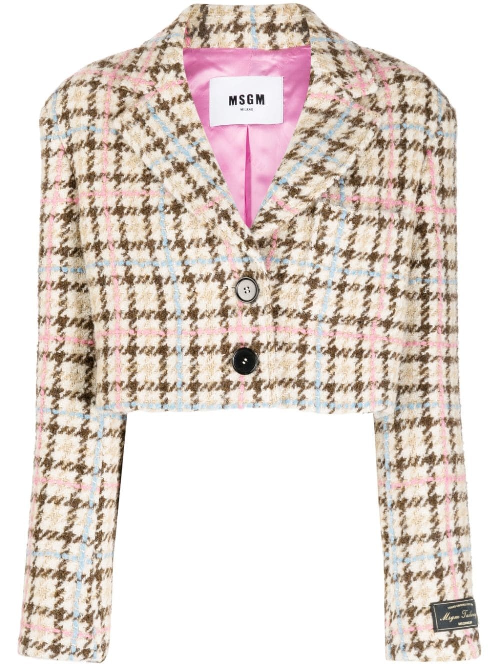 single-breasted tweed cropped blazer - 1