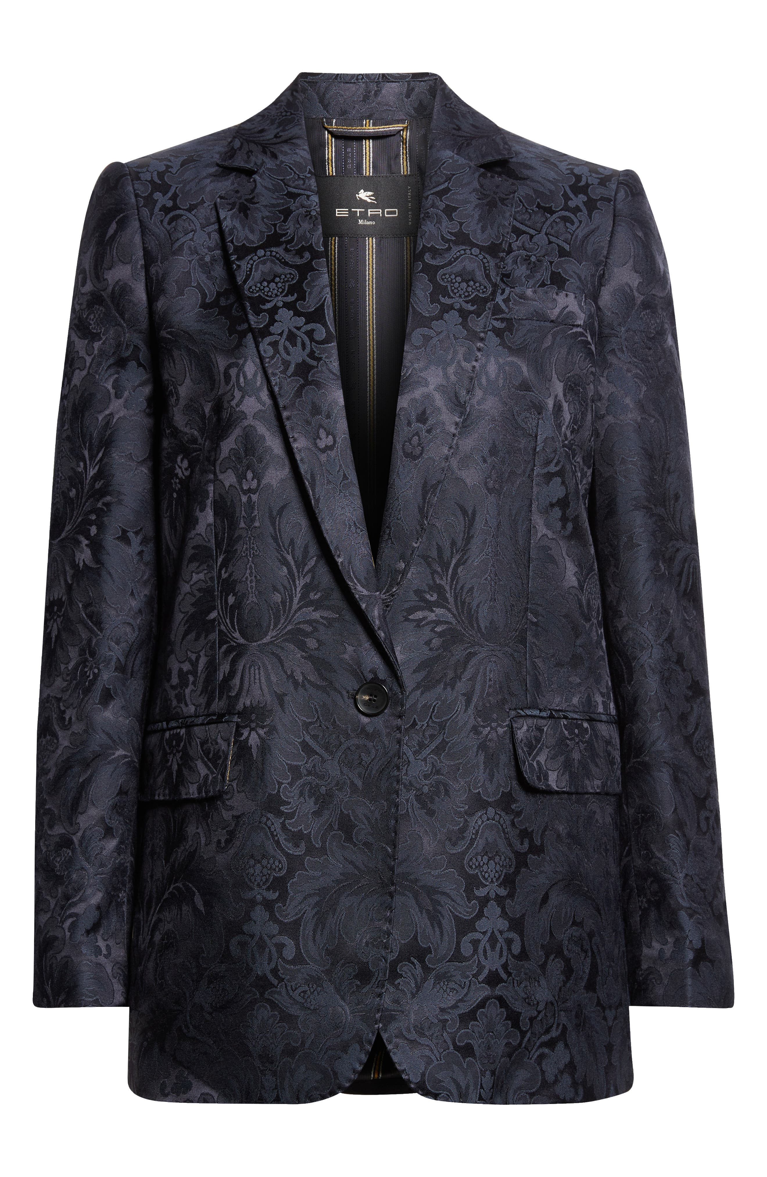 Etro One Button Tonal Paisley Blazer in Blu Scurissimo 3 at Nordstrom - 7