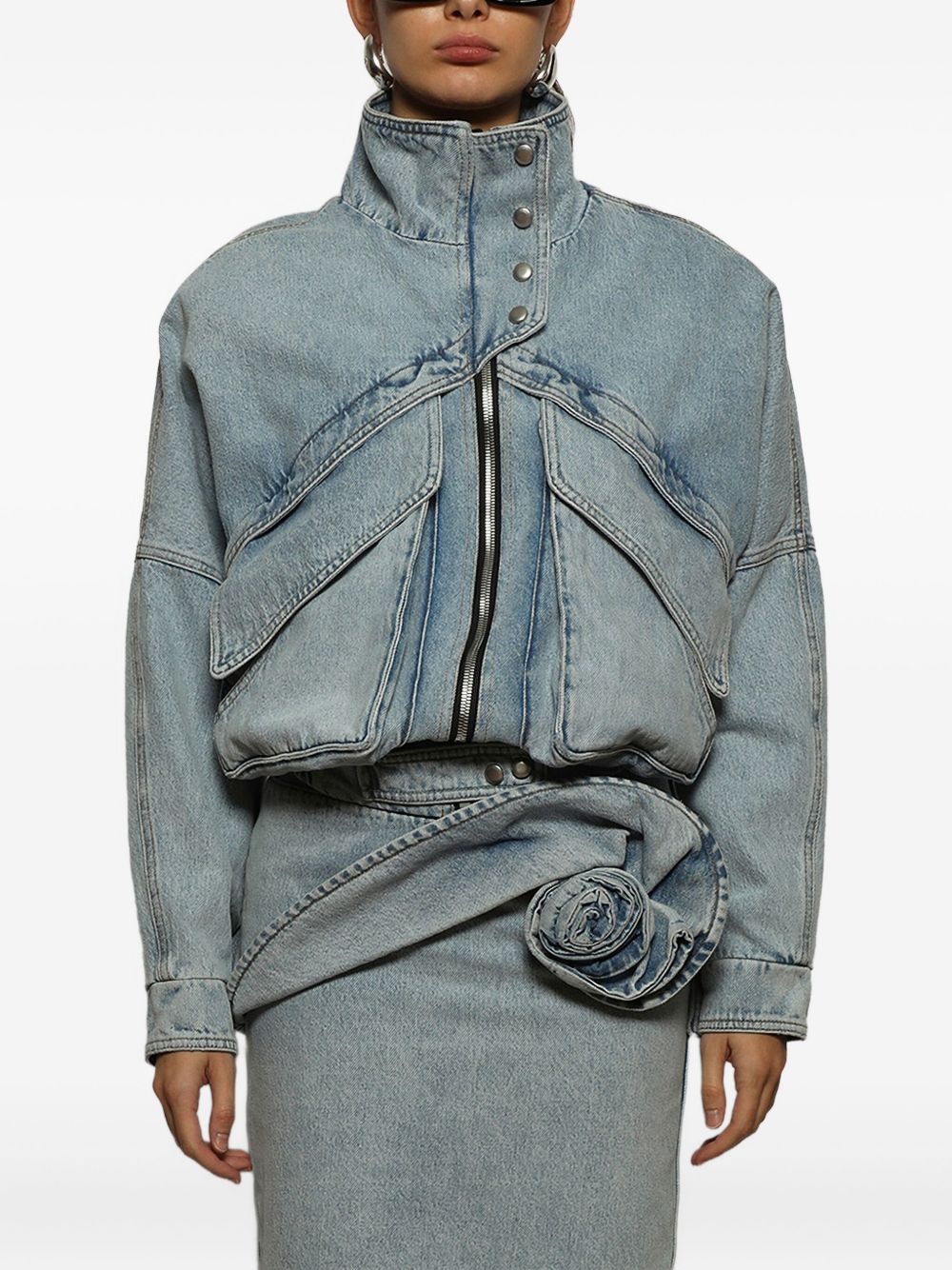 zip-up denim jacket - 3