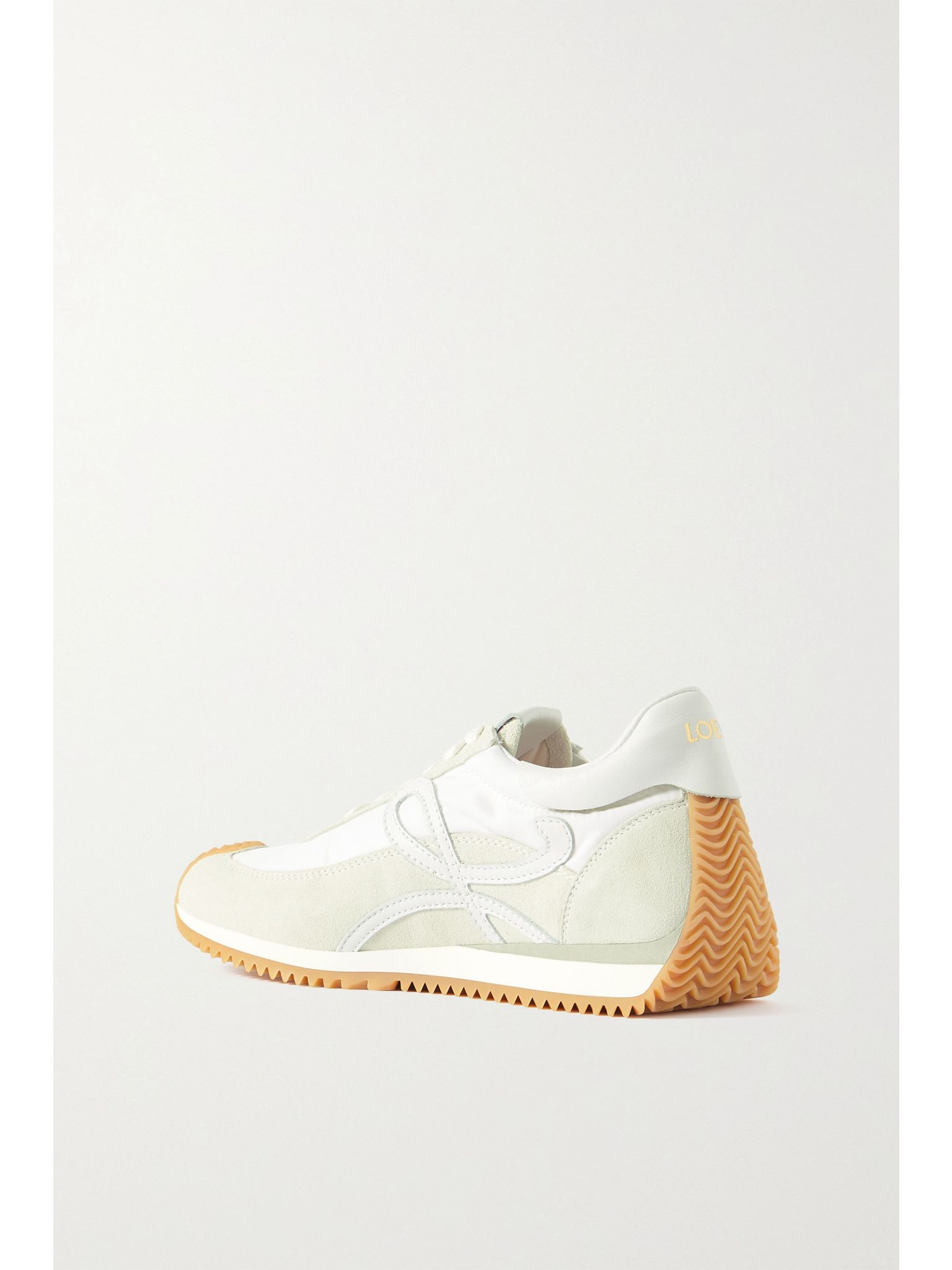 Flow logo-appliquéd shell, leather and suede sneakers White - 3