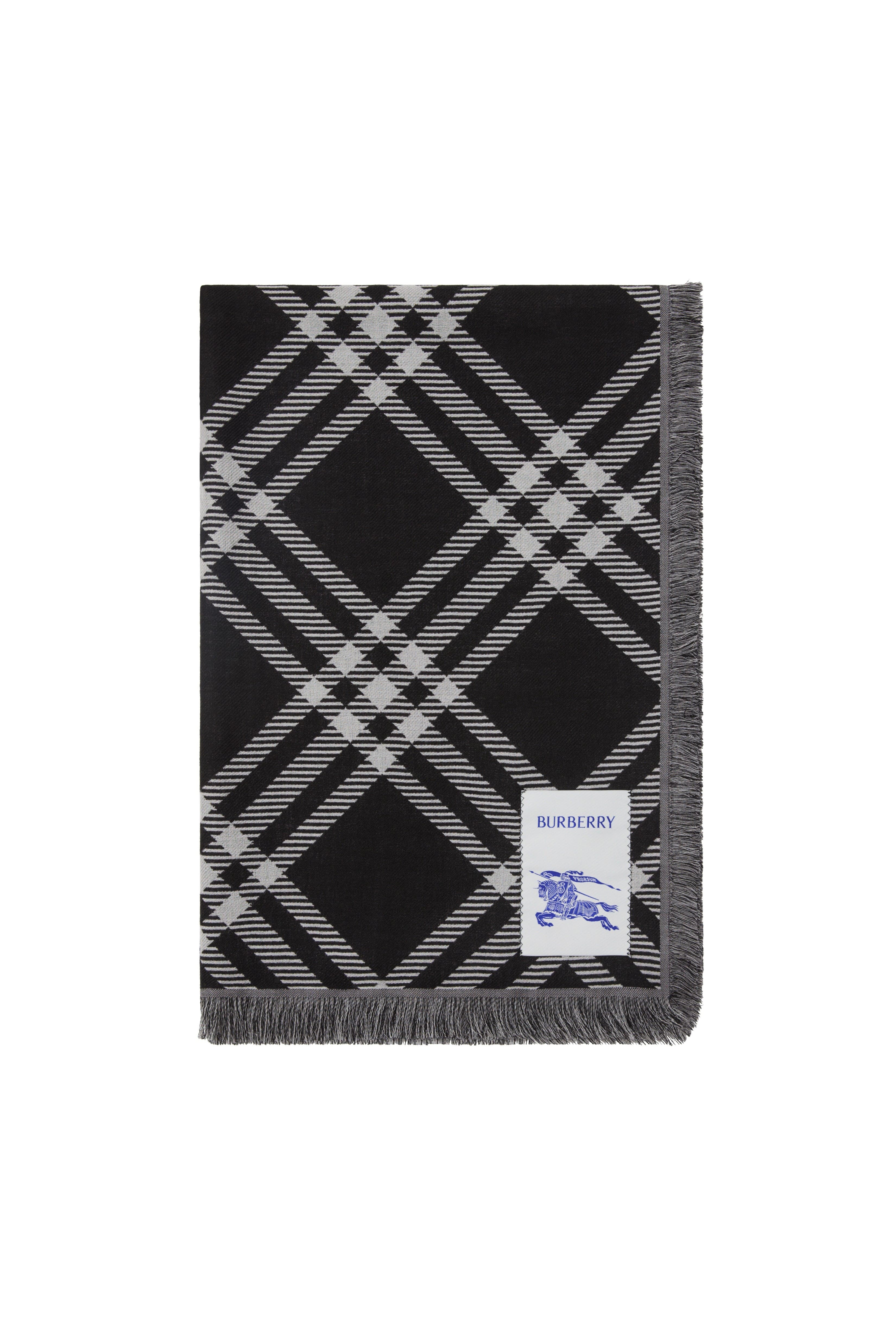 burberry Wide Check Wool Silk Scarf in Black/calico at Nordstrom - 6
