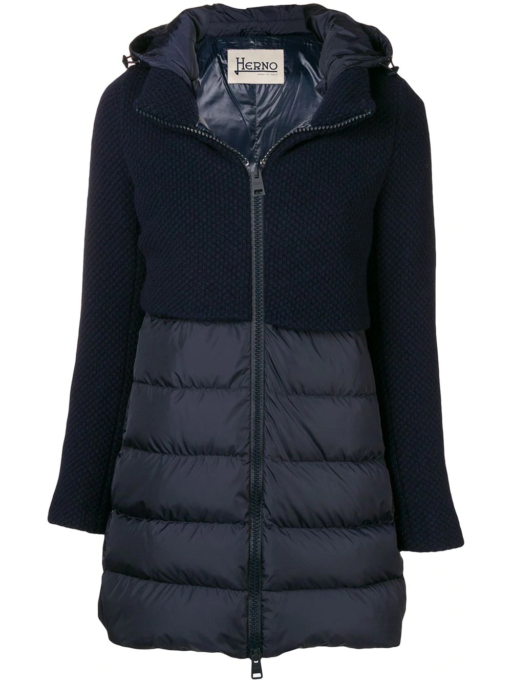 knit panel padded coat - 1