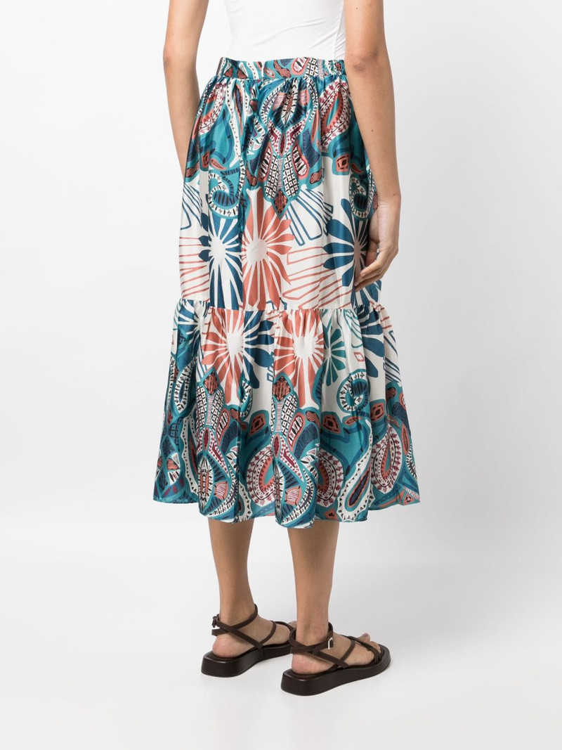 botanical-print flared skirt 4
