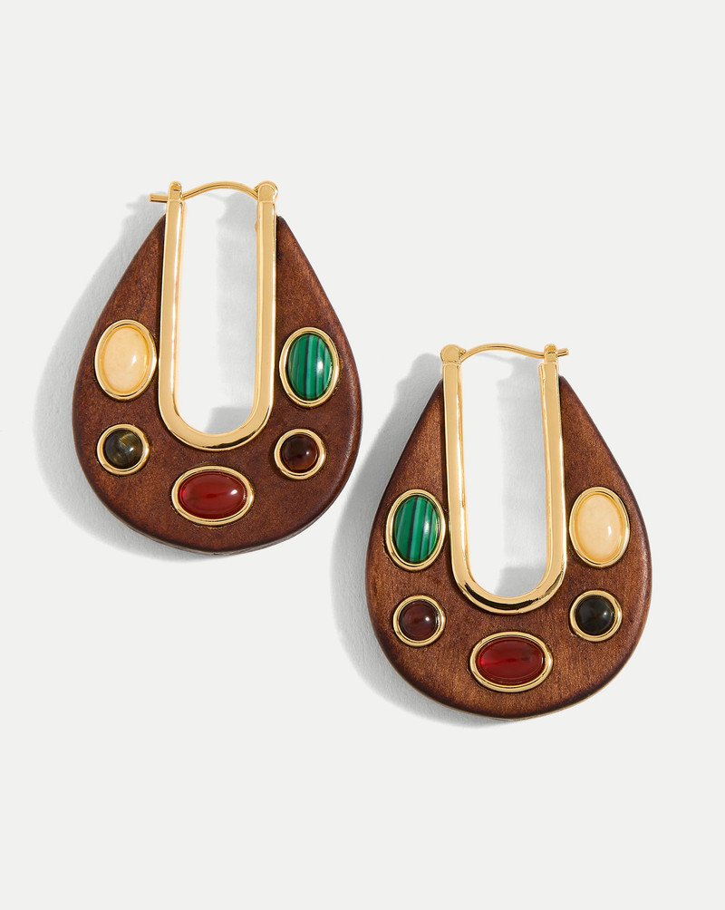 WOOD EMBELLISHED DROP HOOP 1