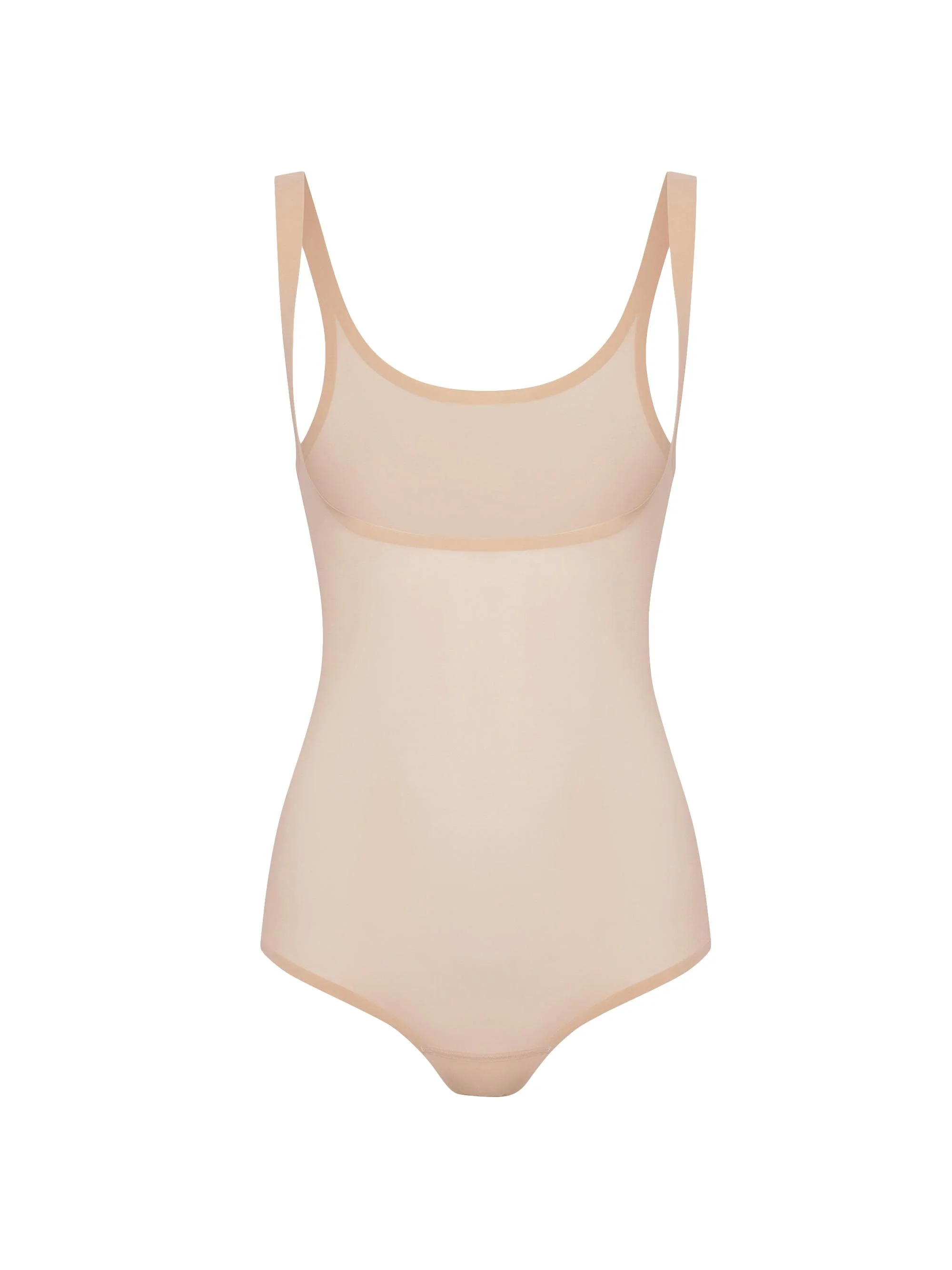 Women's Formfitting Sheer Tulle Bodysuit - Clay - 1