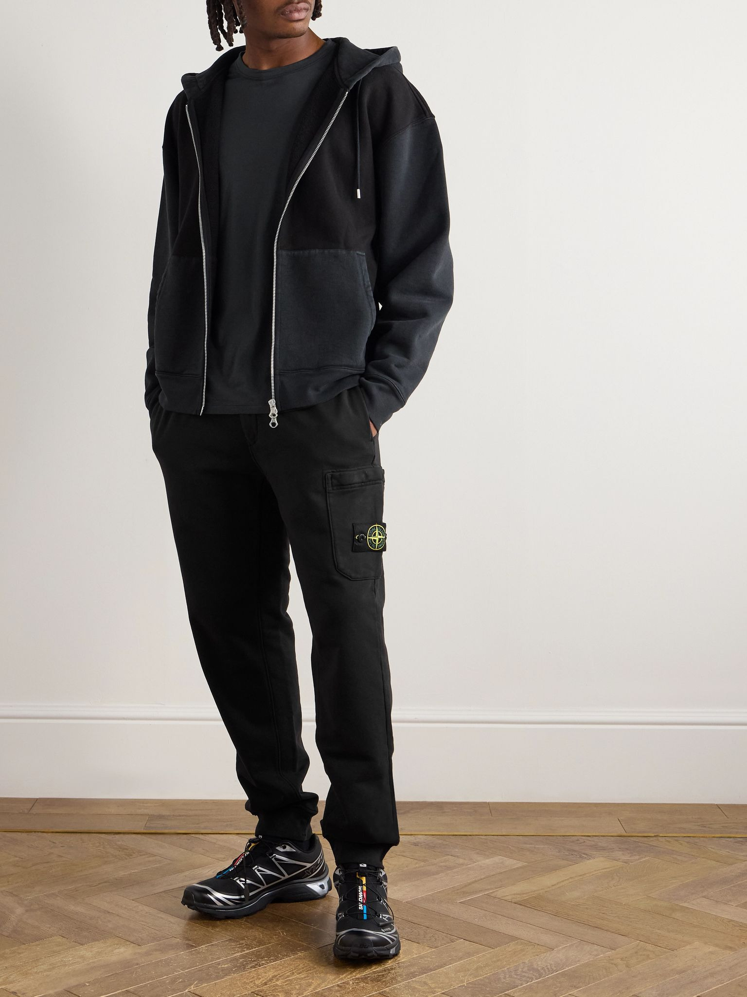 Tapered Logo-Appliquéd Organic Cotton-Jersey Sweatpants Black - 2